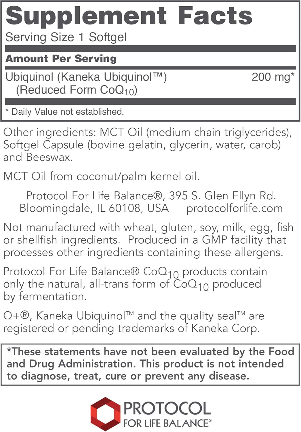 Protocol Ubiquinol 200mg Softgels - CoQ10 Heart Health Support - Antioxidant Formula - 60 Softgels