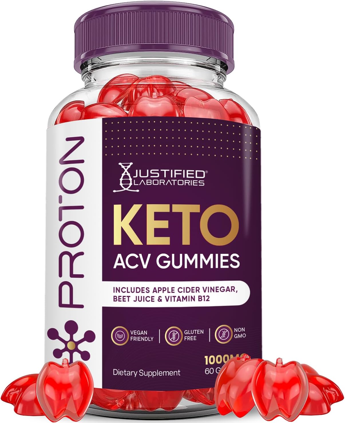 Proton Protein Keto ACV Gummies 1000MG - Apple Cider Vinegar Boost with Pomegranate Beet Juice - 60 Count Vegan Gummies - BoostGo Australia