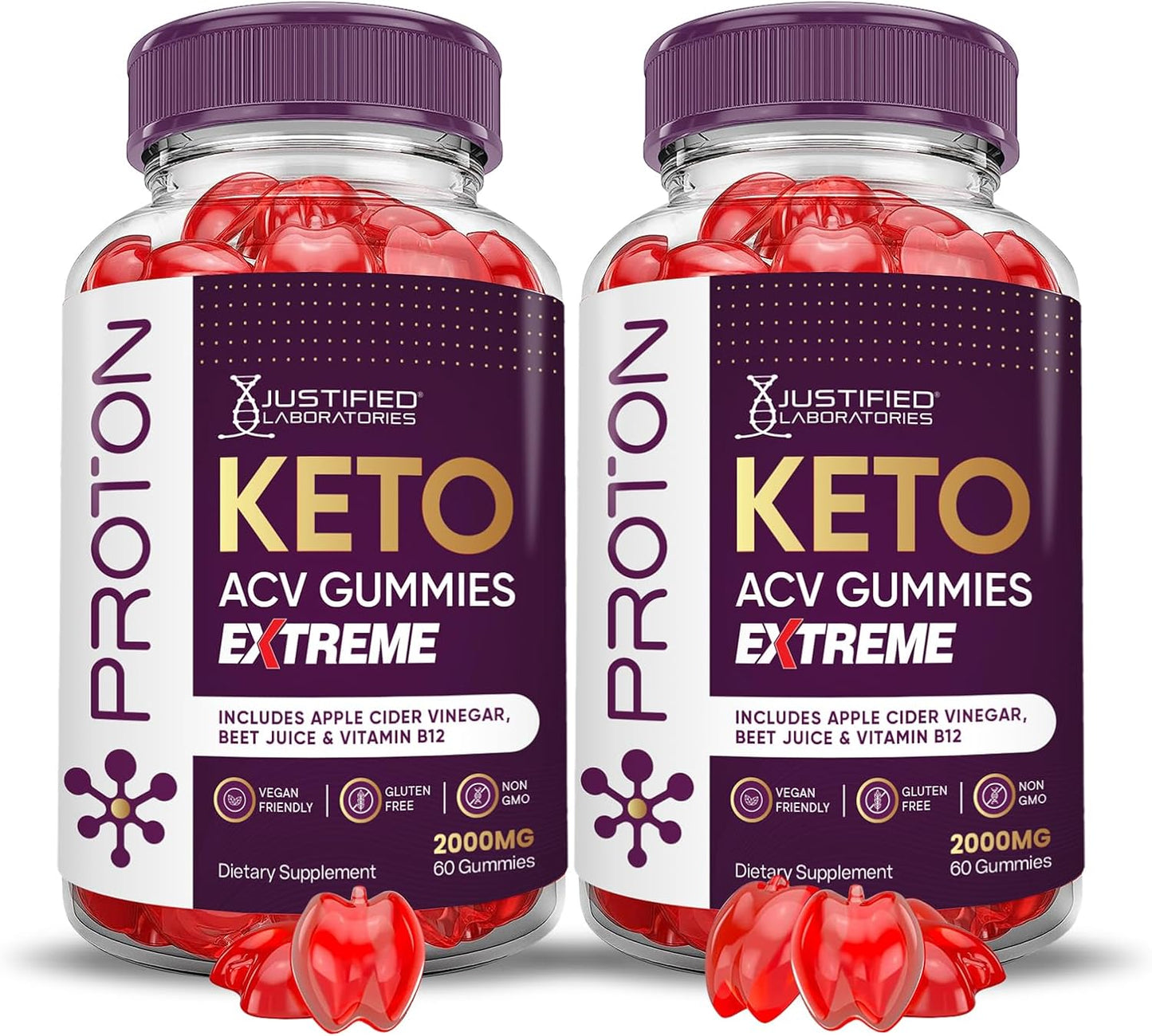 Proton Protein Keto Gummies (2 Pack) - Extreme 2000MG ACV with Pomegranate Beet Juice - B12 Vegan Non GMO - 120 Count - BoostGo Australia