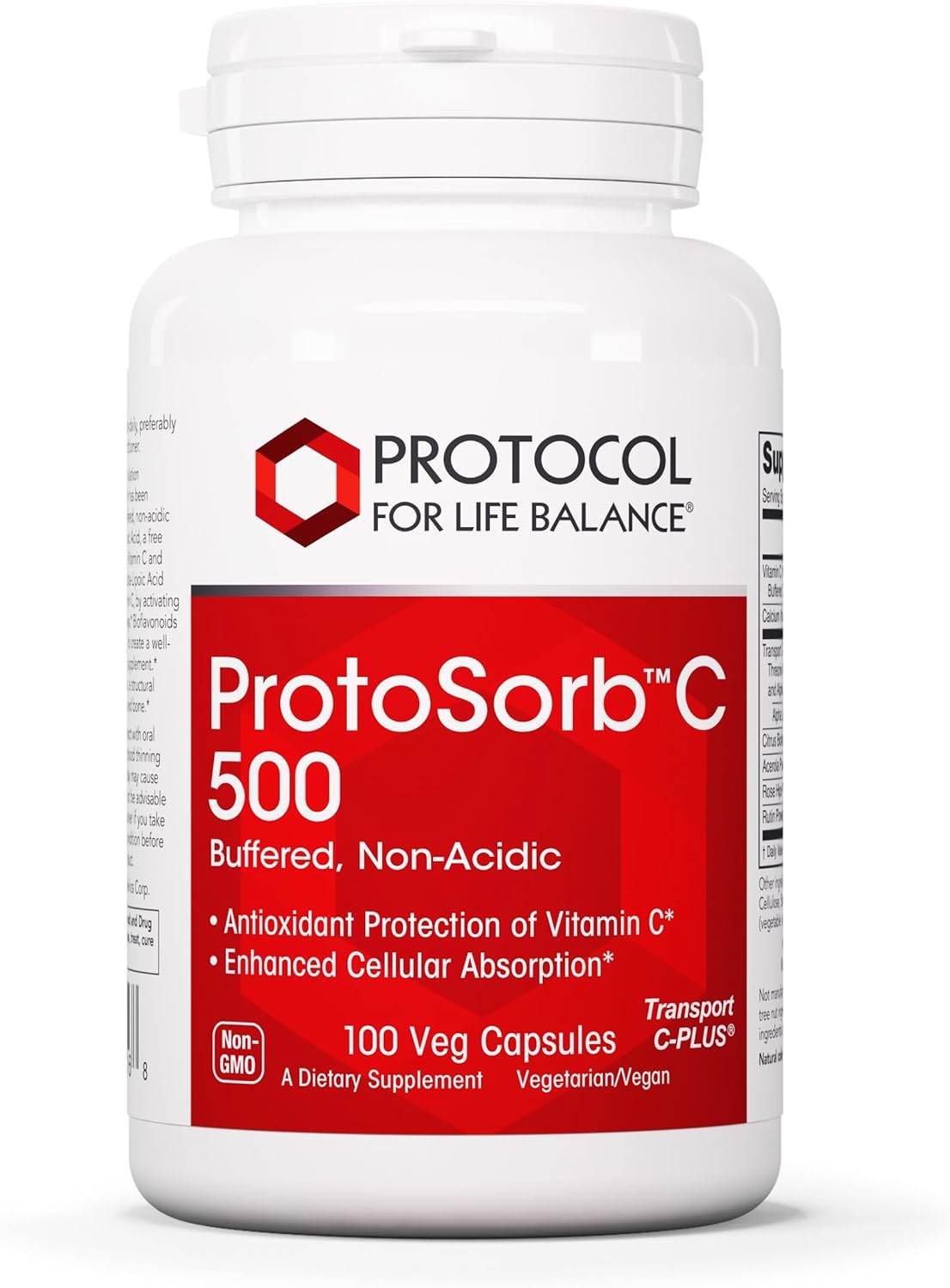 Protosorb C 500 Vitamin C Supplement with Alpha-Lipoic Acid for Immune and Bone Health - 100 Veg Capsules