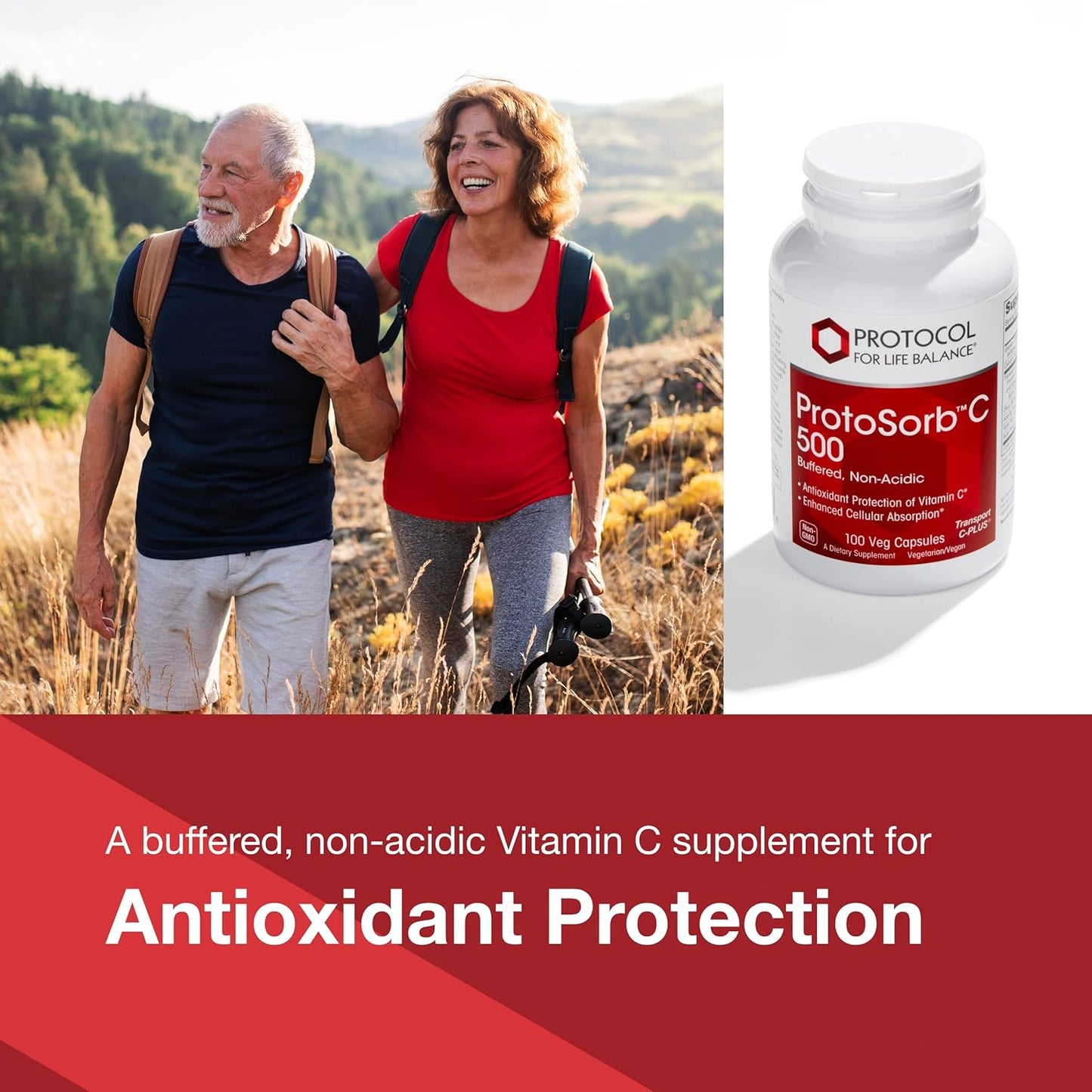 Protosorb C 500 Vitamin C Supplement with Alpha-Lipoic Acid for Immune and Bone Health - 100 Veg Capsules