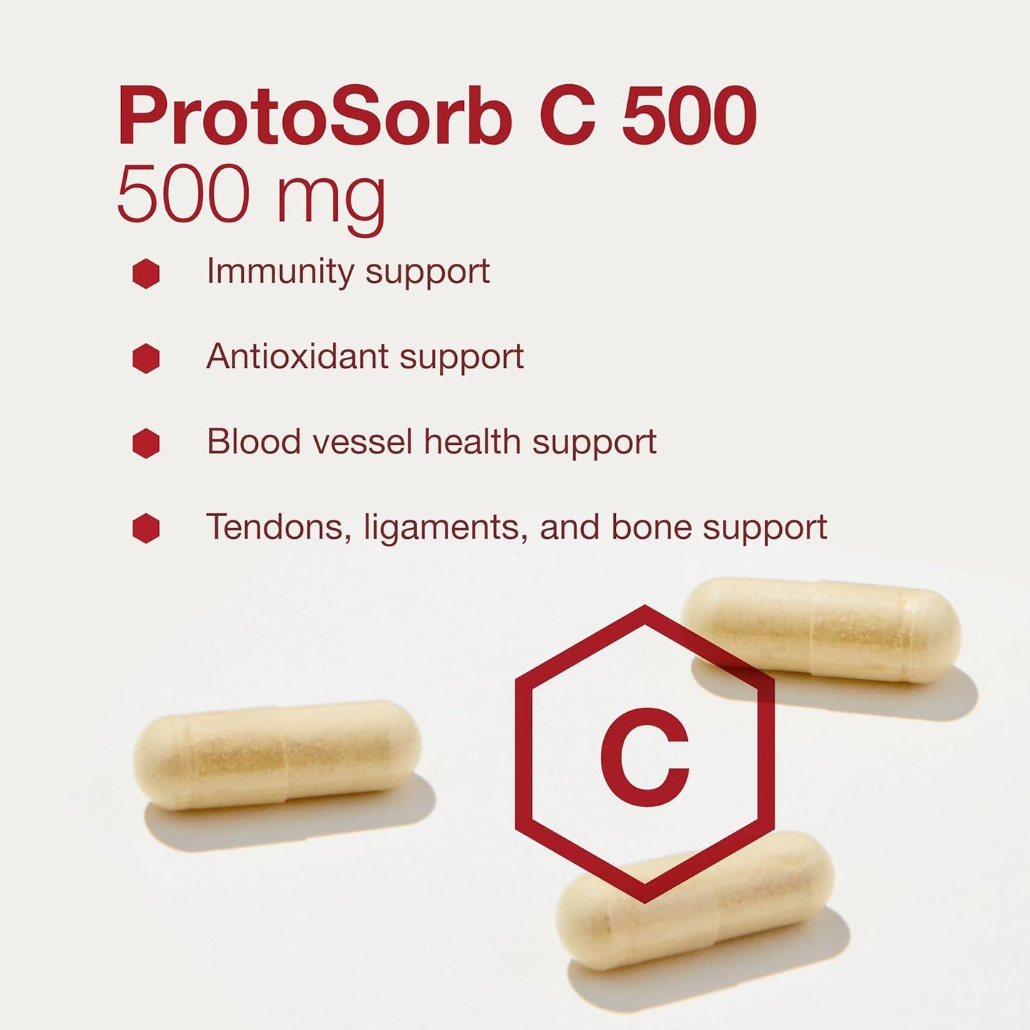 Protosorb C 500 Vitamin C Supplement with Alpha-Lipoic Acid for Immune and Bone Health - 100 Veg Capsules