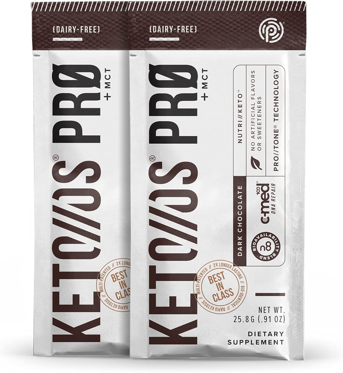 Pruvit Keto//OS Pro Dark Chocolate + MCT Ketones - Energy Boost and Anti-Aging Supplement - 20 Pack