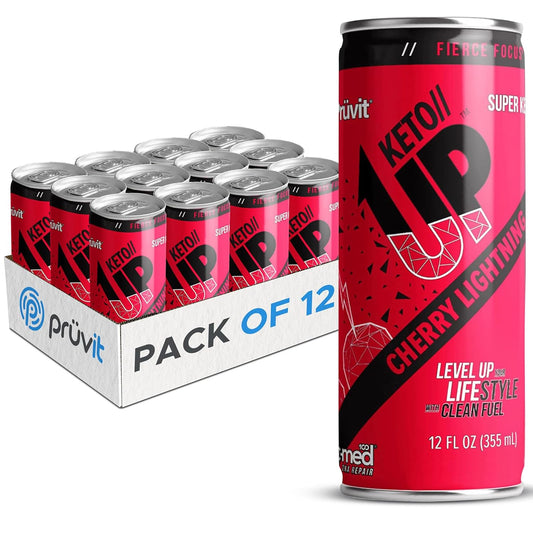 PRÜVIT Cherry Lightning Keto//Up® Drink - Ready-to-Drink Ketones for Focus - 12 Pack for Men and Women