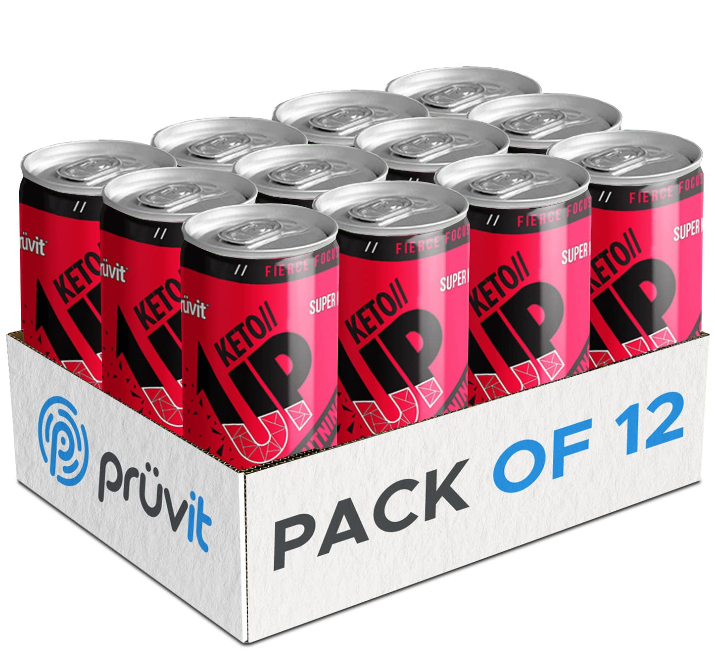 PRÜVIT Cherry Lightning Keto//Up® Drink - Ready-to-Drink Ketones for Focus - 12 Pack for Men and Women