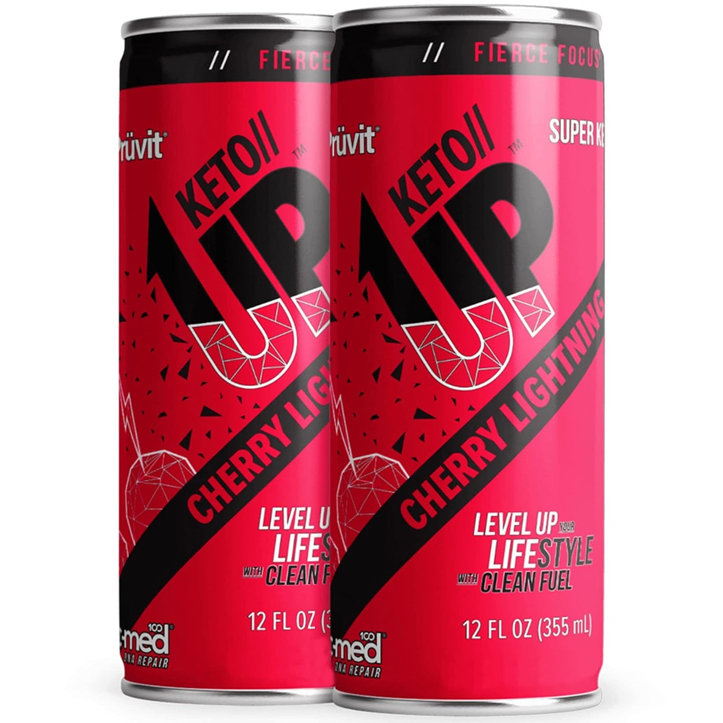 PRÜVIT Cherry Lightning Keto//Up® Drink - Ready-to-Drink Ketones for Focus - 12 Pack for Men and Women