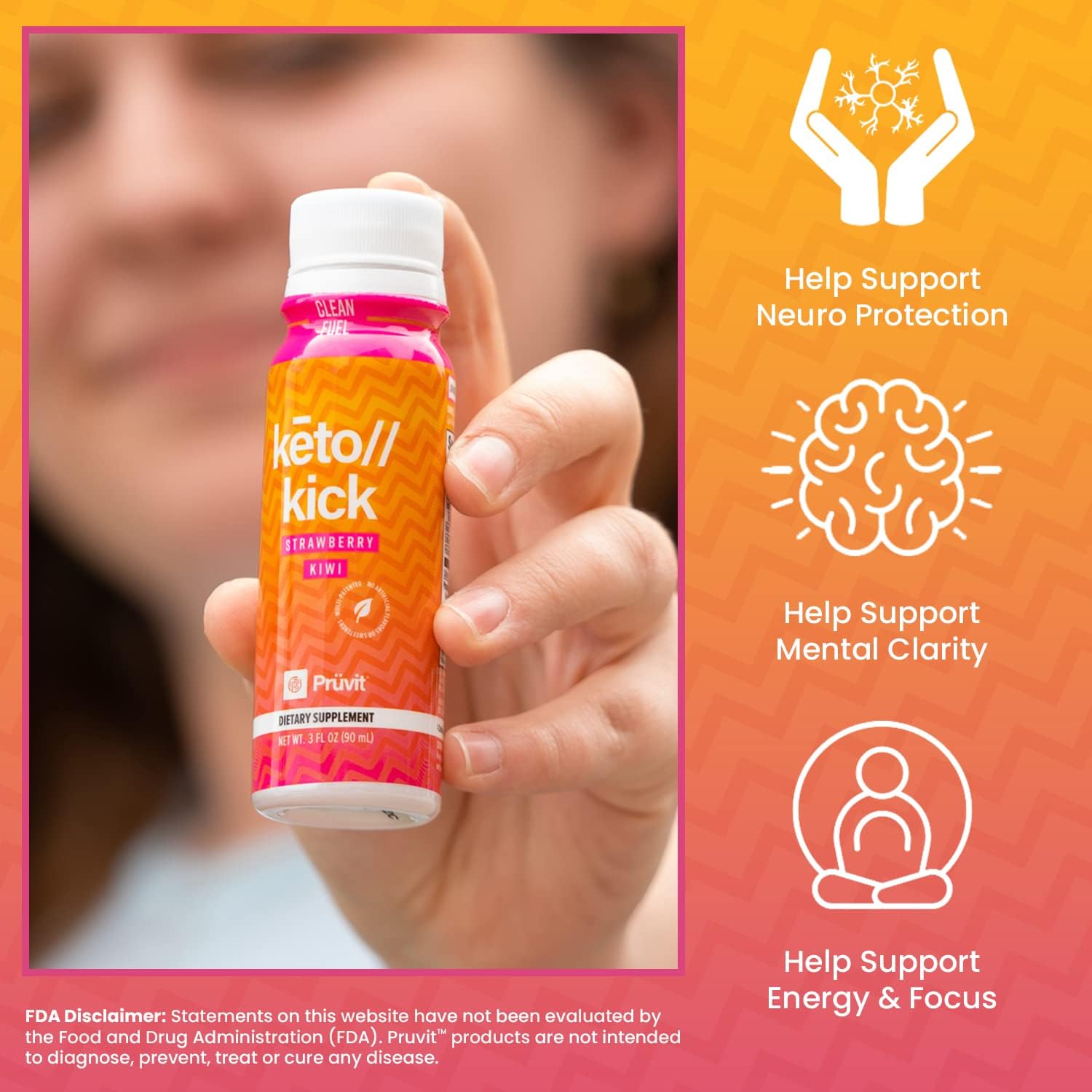 PRÜVIT Exogenous Ketones Strawberry Kiwi - 6 Packs (90 ml) for Keto Kick