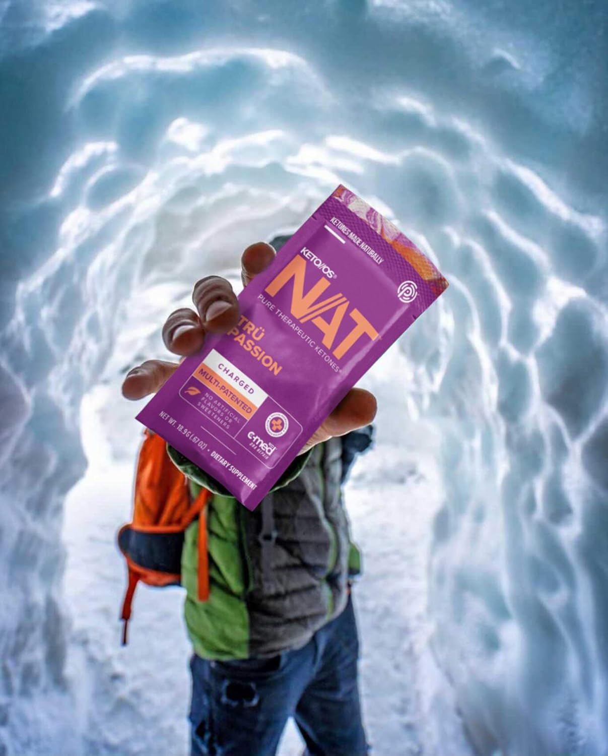 PRÜVIT Keto//OS NAT® Tru Passion Charged Exogenous Ketones - BHB Salts Workout Energy Boost Supplement for Men and Women (20 Count)