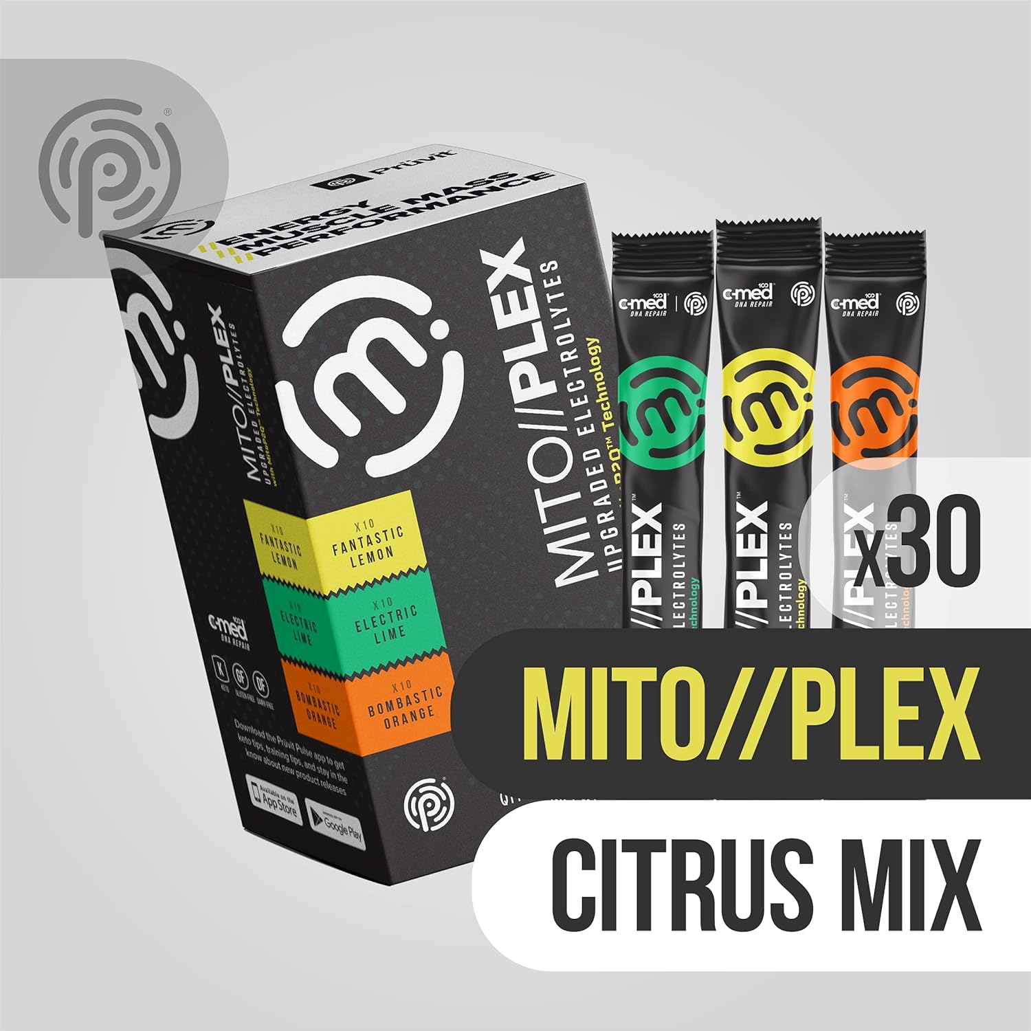 PRÜVIT MitoPlex Citrus Pack: Upgraded Electrolytes with Ketones for Bone Growth & Energy Boost