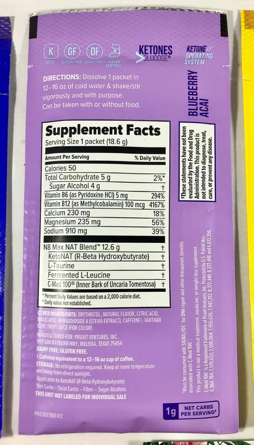 PRÜVIT OS NAT® Blueberry Acai Charged Supplements for Men and Women - 20 Count