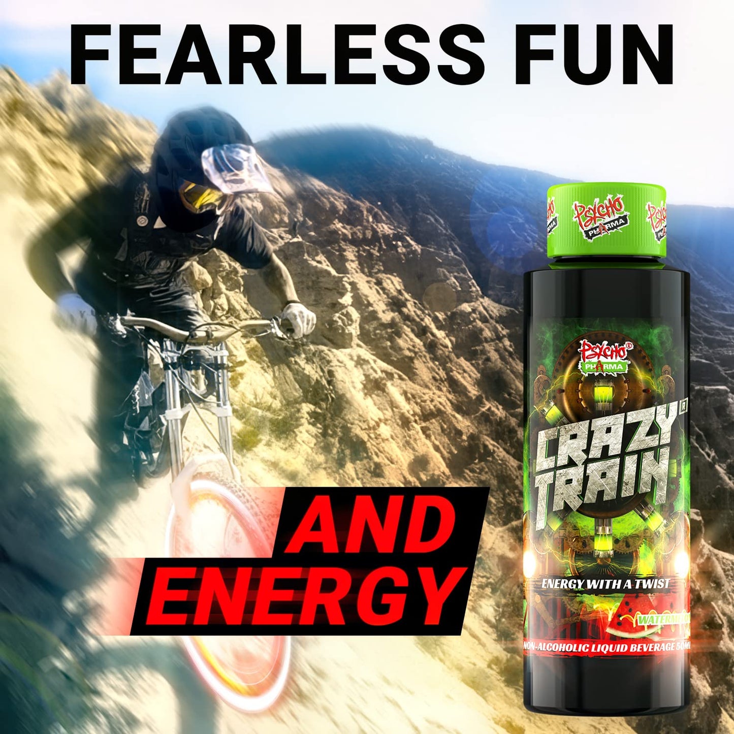 Psycho Pharma Crazy Train Non-Alcoholic Energy Shot with a Unique Twist