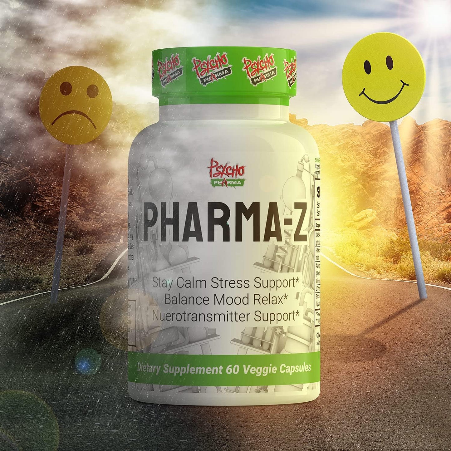 Psycho Pharma PHARMA Z (750mg GABA) Natural Stress Relief & Cognitive Function Enhancer for a "Feel-Good" Mood