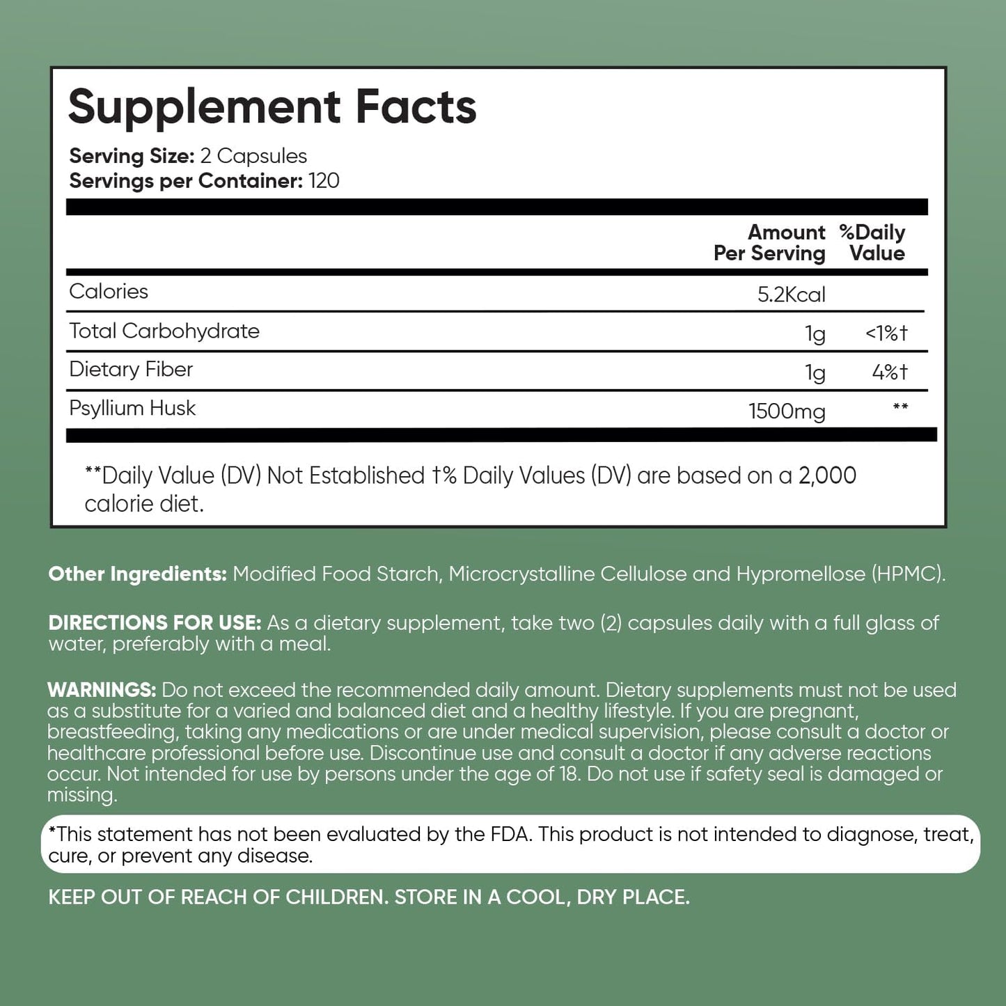 Psyllium Husk Capsules 1500mg - 240 Vegan Capsules for Digestive Health - Non-GMO & GMP-Approved Fiber Supplement
