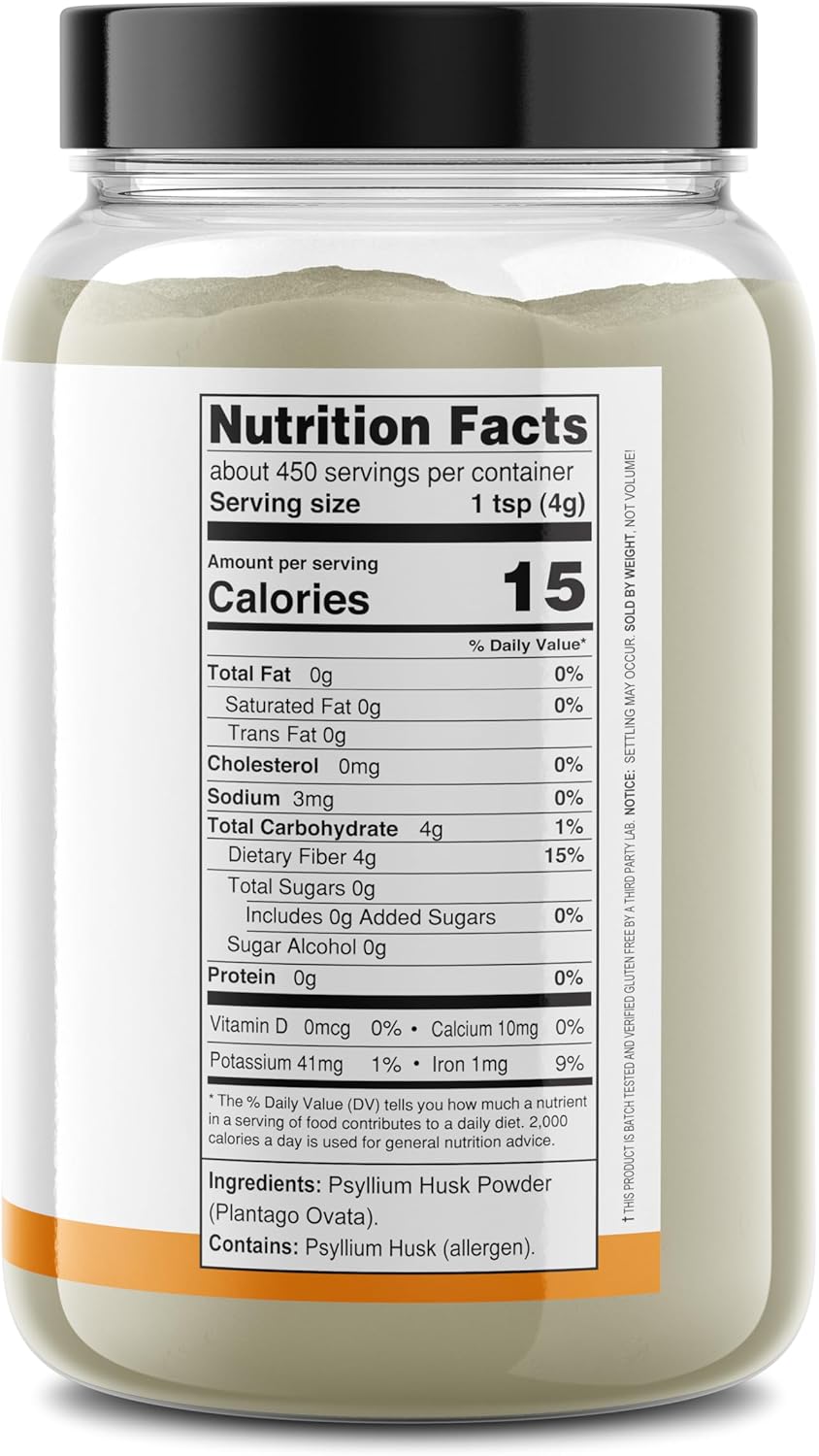 Psyllium Husk Powder - Easy Mixing Dietary Fiber for Digestive Health, Finely Ground for Keto Baking, Non-GMO, 4lb Pack