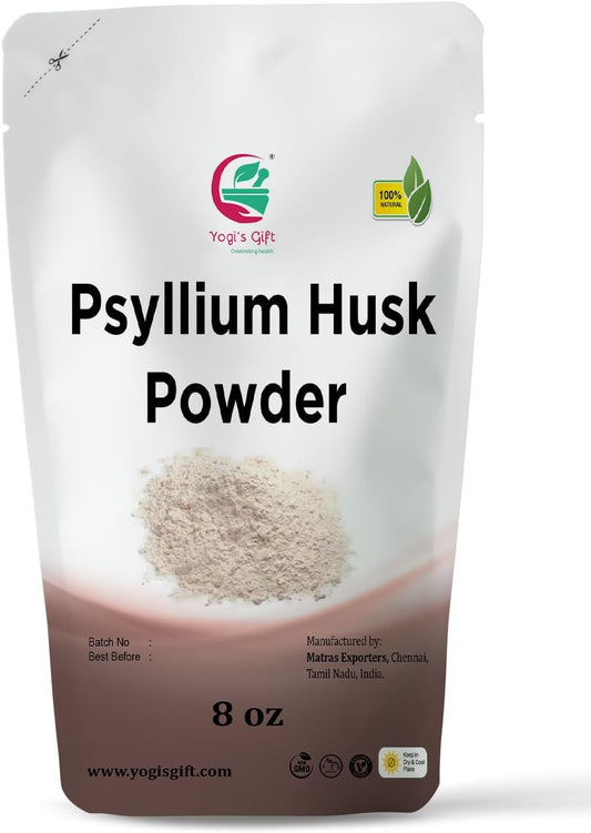 Psyllium Husk Powder 8 oz | 98% Purity | Unflavored & Fine Ground | Non-GMO | Keto Friendly Fiber Supplement from Yogi's Giftยฎ