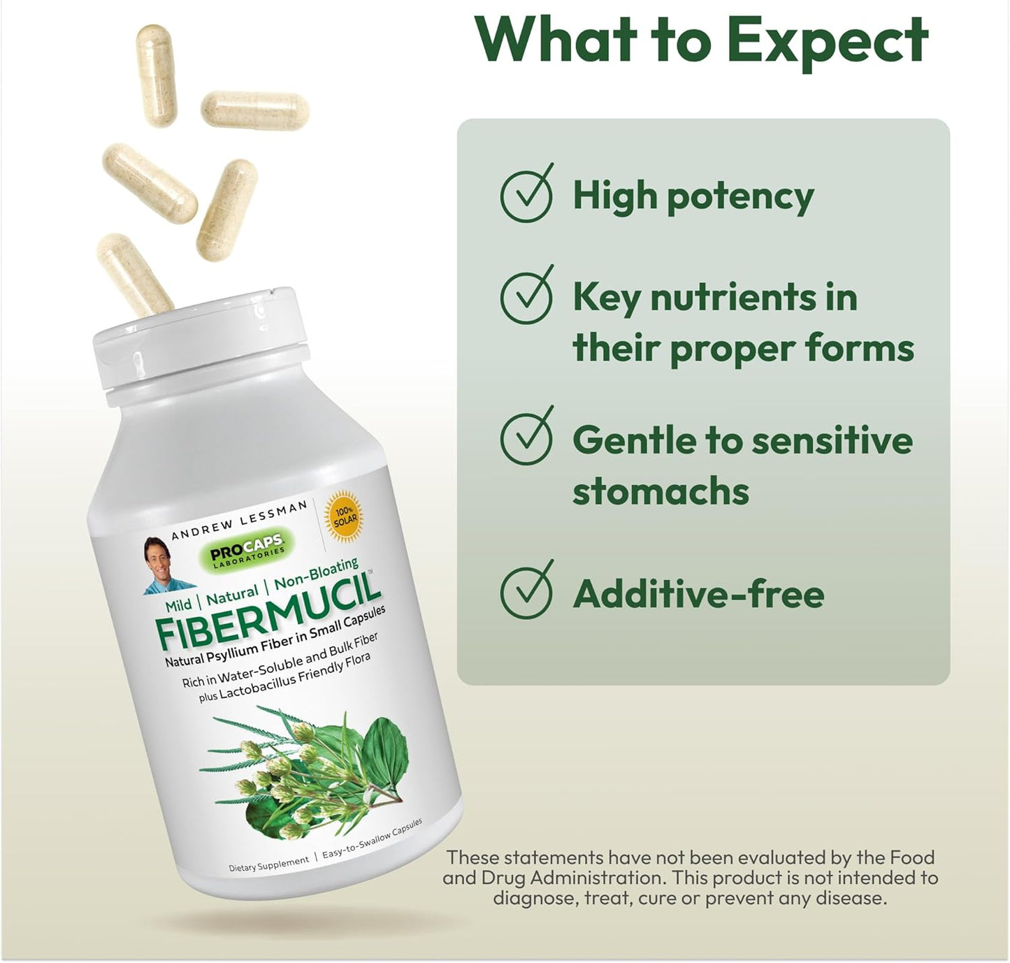 Psyllium Husk Powder Capsules - Promotes Regularity and Digestive Health - High Fiber - Easy to Swallow - No Additives