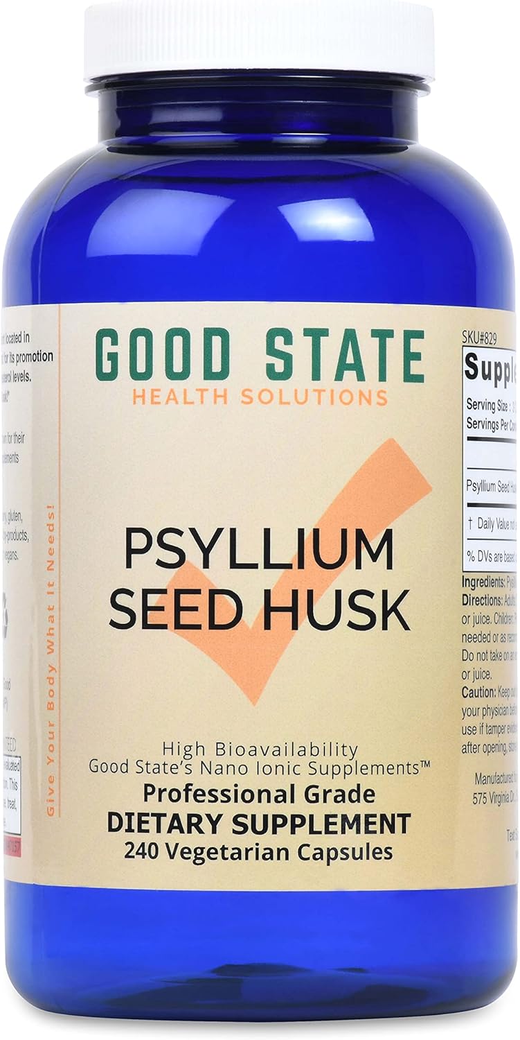 Psyllium Seed Husk Capsules - 240 Count, 700mg - Natural Digestive Health Support - Non-GMO Formula by Good State