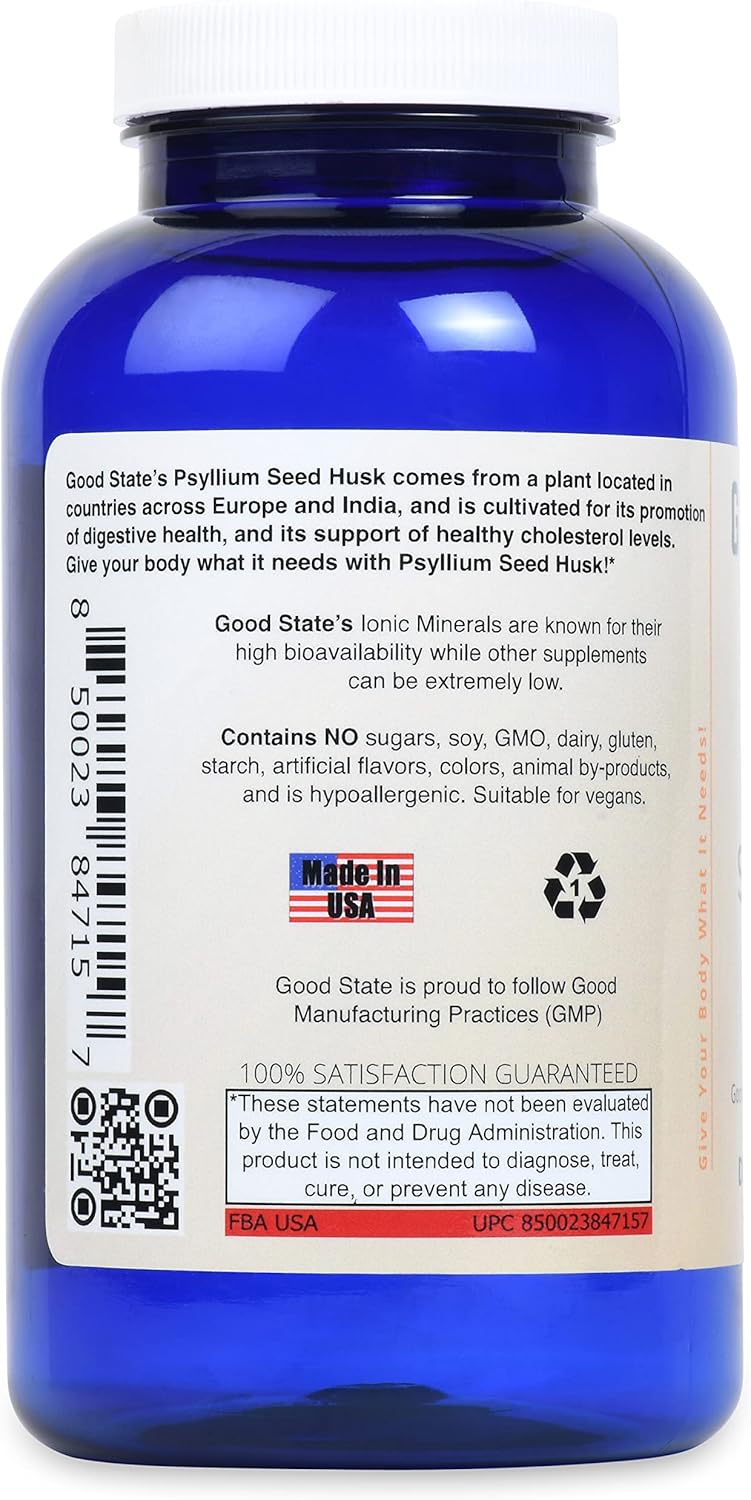 Psyllium Seed Husk Capsules - 240 Count, 700mg - Natural Digestive Health Support - Non-GMO Formula by Good State