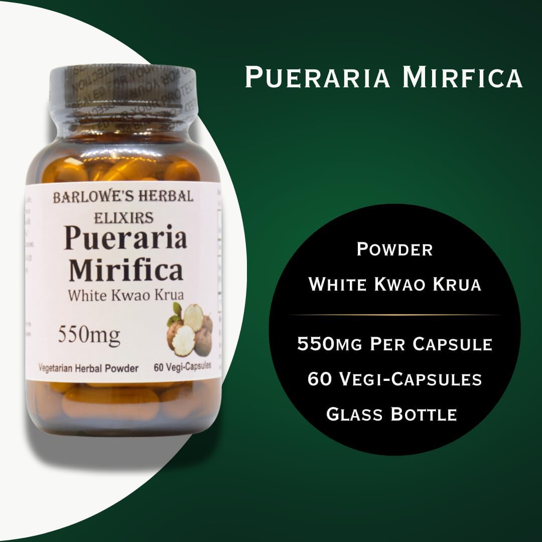 Pueraria Mirifica Capsules 550mg | Promotes Natural Beauty, Skin Elasticity, & Hair Health | 60 Veggie Caps | Non-GMO | Stearate-Free