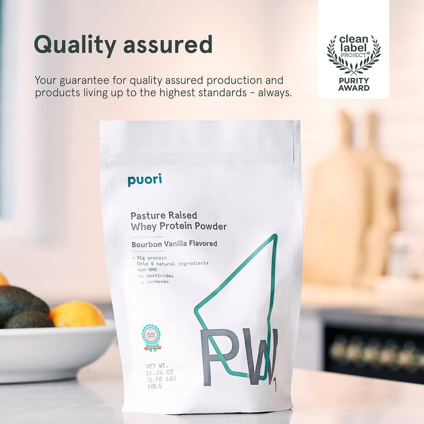 Puori PW1 Whey Protein Powder Bundle - Dark Chocolate & Bourbon Vanilla Flavors - Pasture-Raised Grass-Fed Non-GMO - 100% Natural for Muscle Growth - 21g Protein