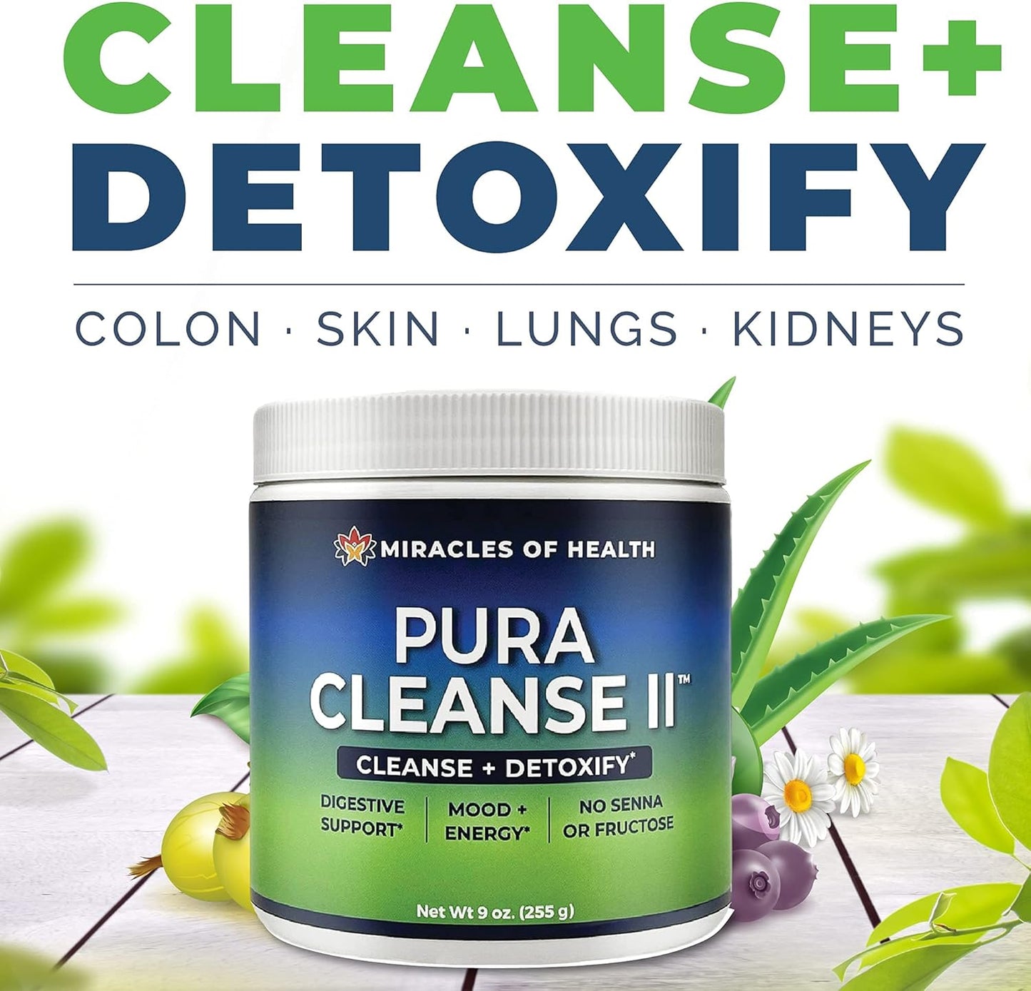 Pura Cleanse II Super Herb & Fiber Detox Drink for Health Miracles