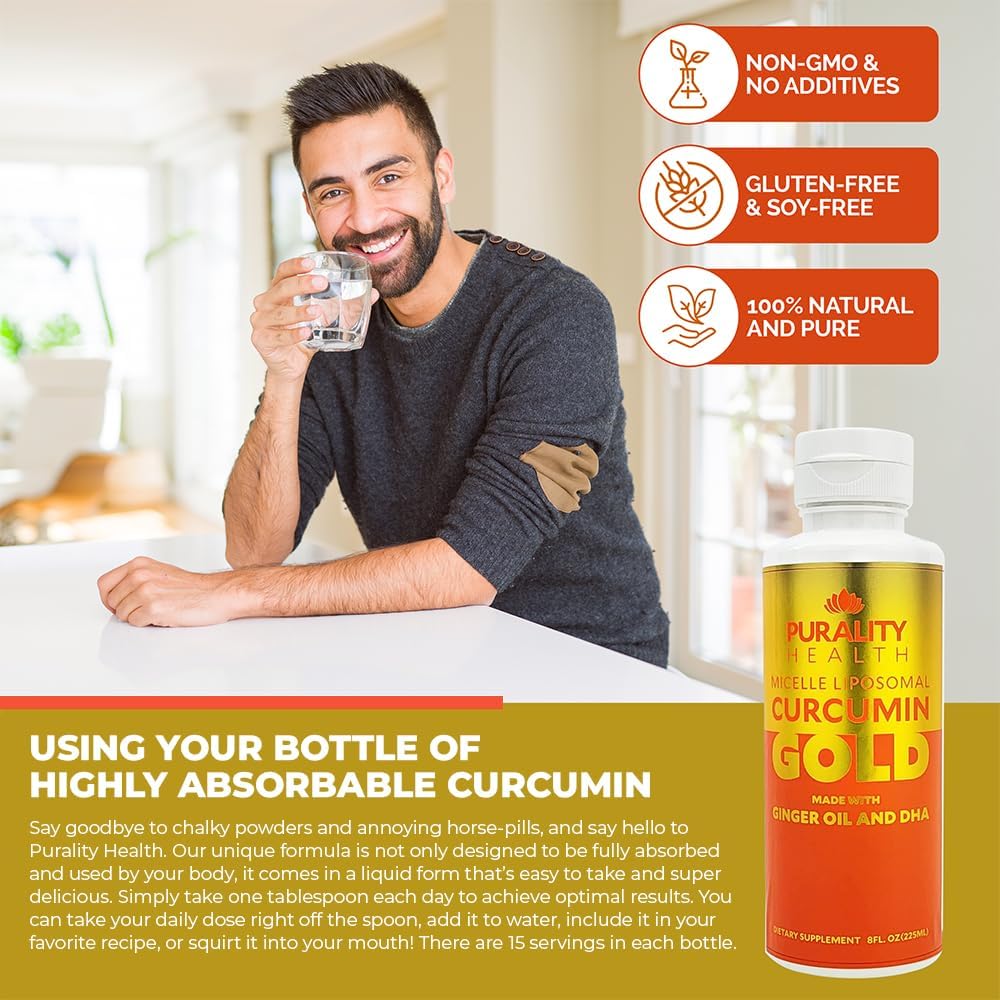 PURALITY HEALTH Curcumin Gold with Ginger Oil & DHA Omega-3s for Joint Health - 15 Day Supply