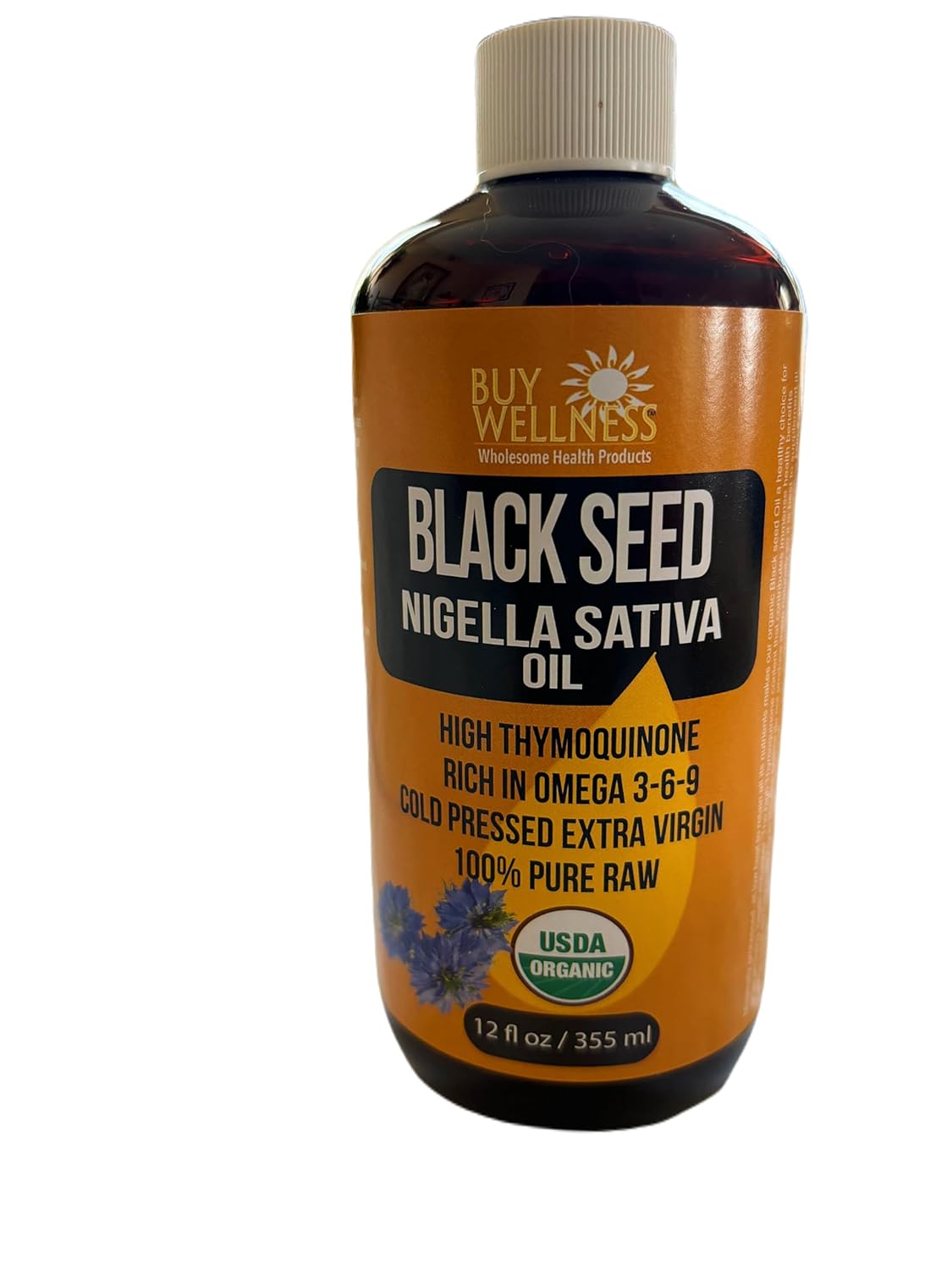 Purchase Organic Cold Pressed Black Seed Oil, 12 oz - High Thymoquinone Content, Pure Nigella Sativa Oil for Wellness