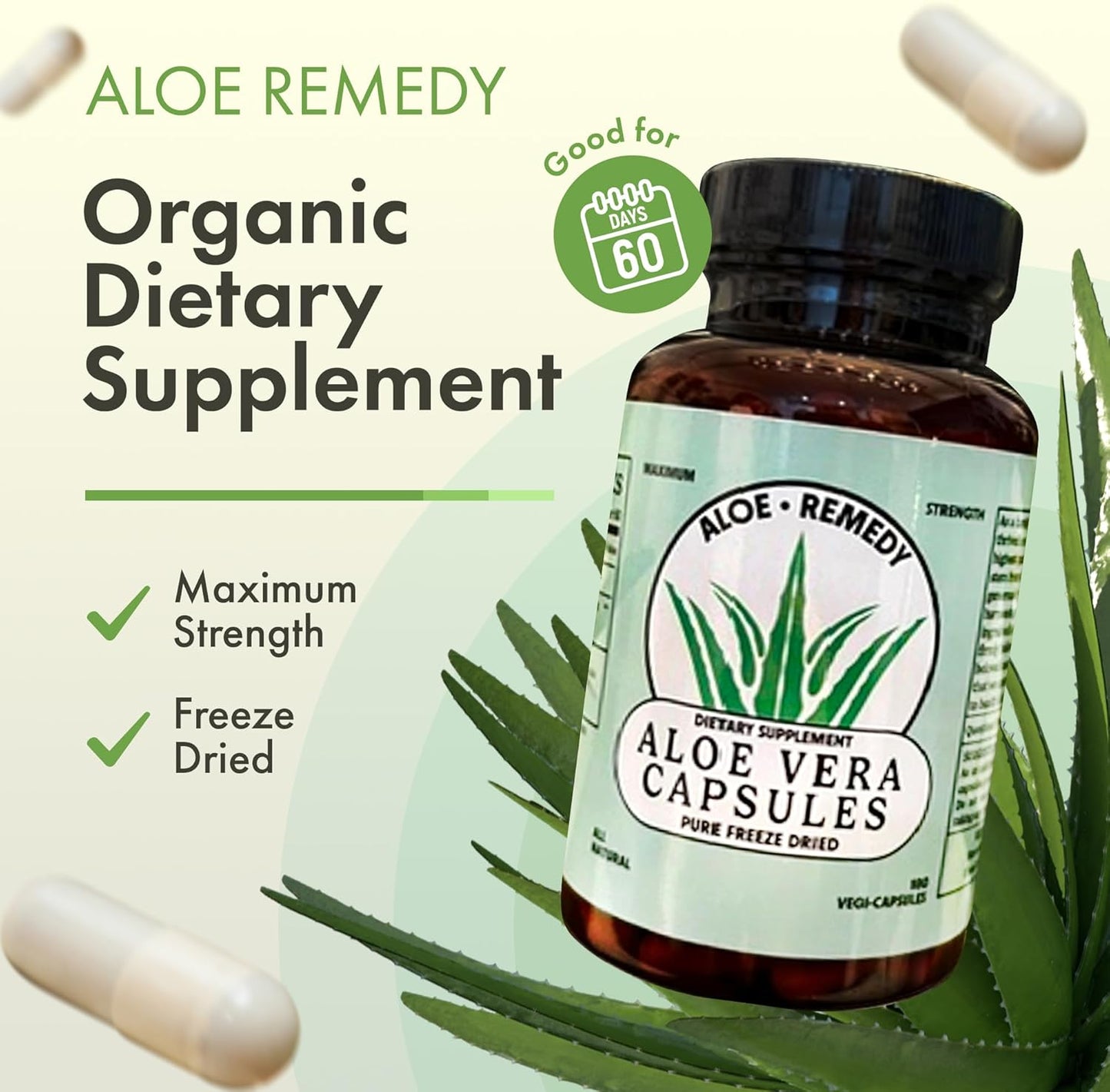 Pure Aloe Vera Gel Capsules for IC and BPS Support - 180 Plant-Based Aloe Capsules