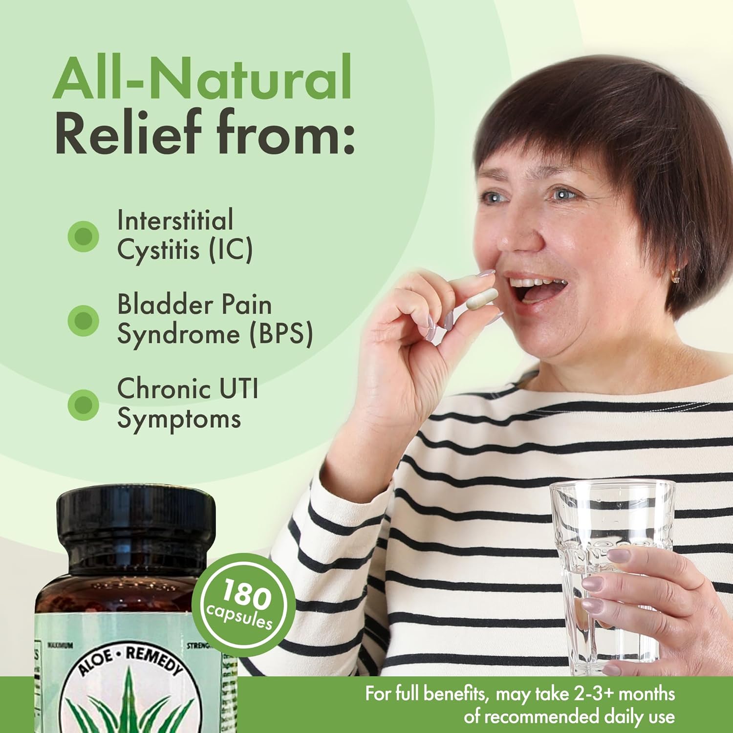 Pure Aloe Vera Gel Capsules for IC and BPS Support - 180 Plant-Based Aloe Capsules