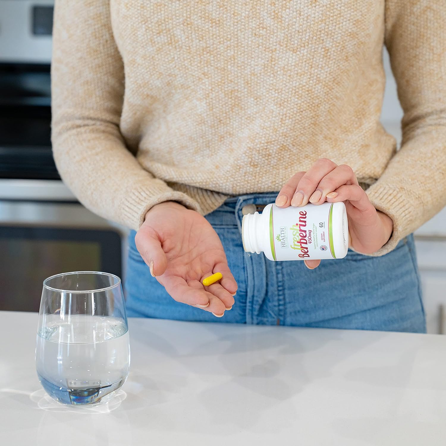 Pure Berberine 450mg Capsules - All-Natural Supplement with No Preservatives - 60 Count