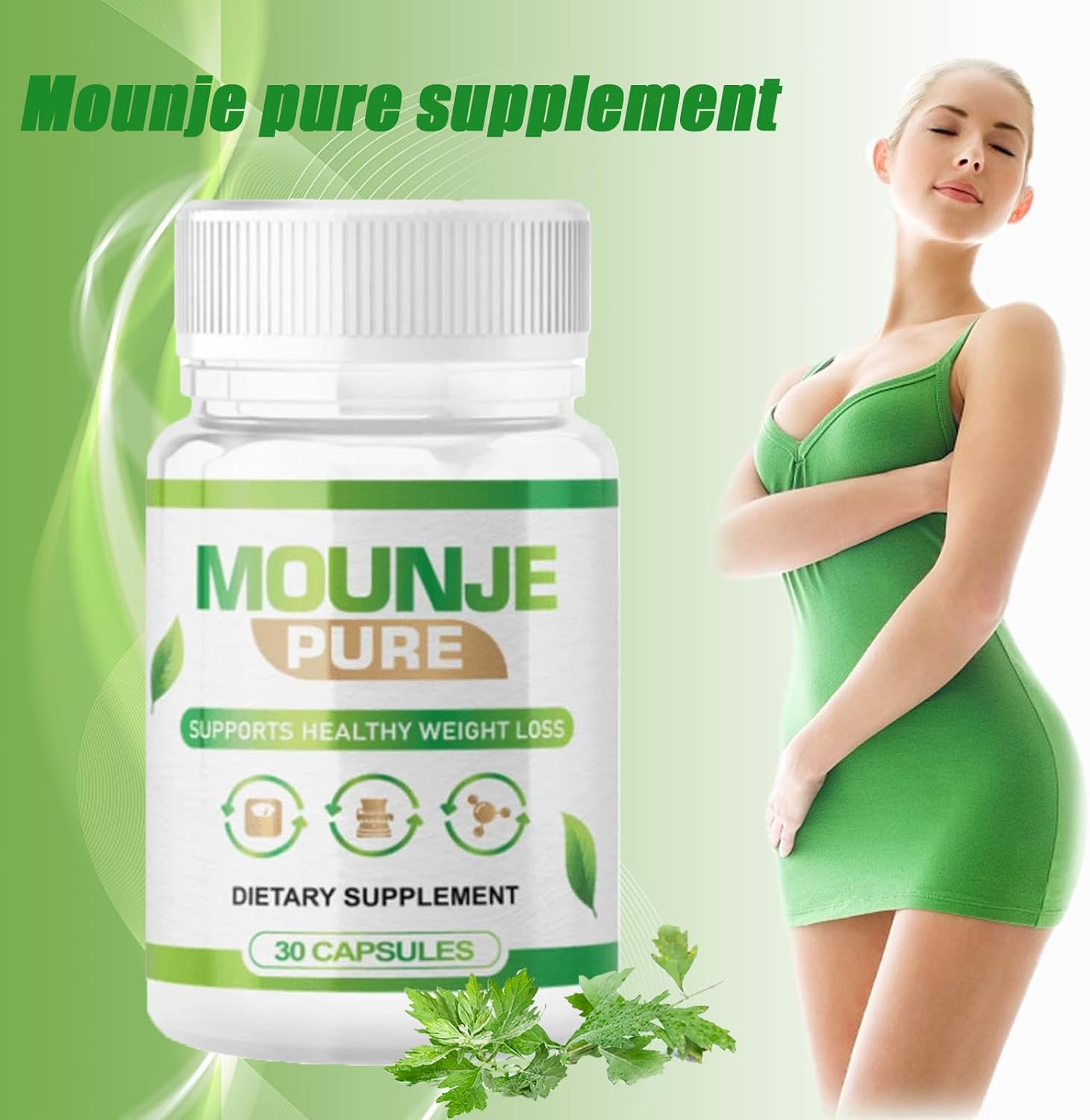 Pure BERTDF Mounje Ashitaba Supplement Capsules - 30 Count