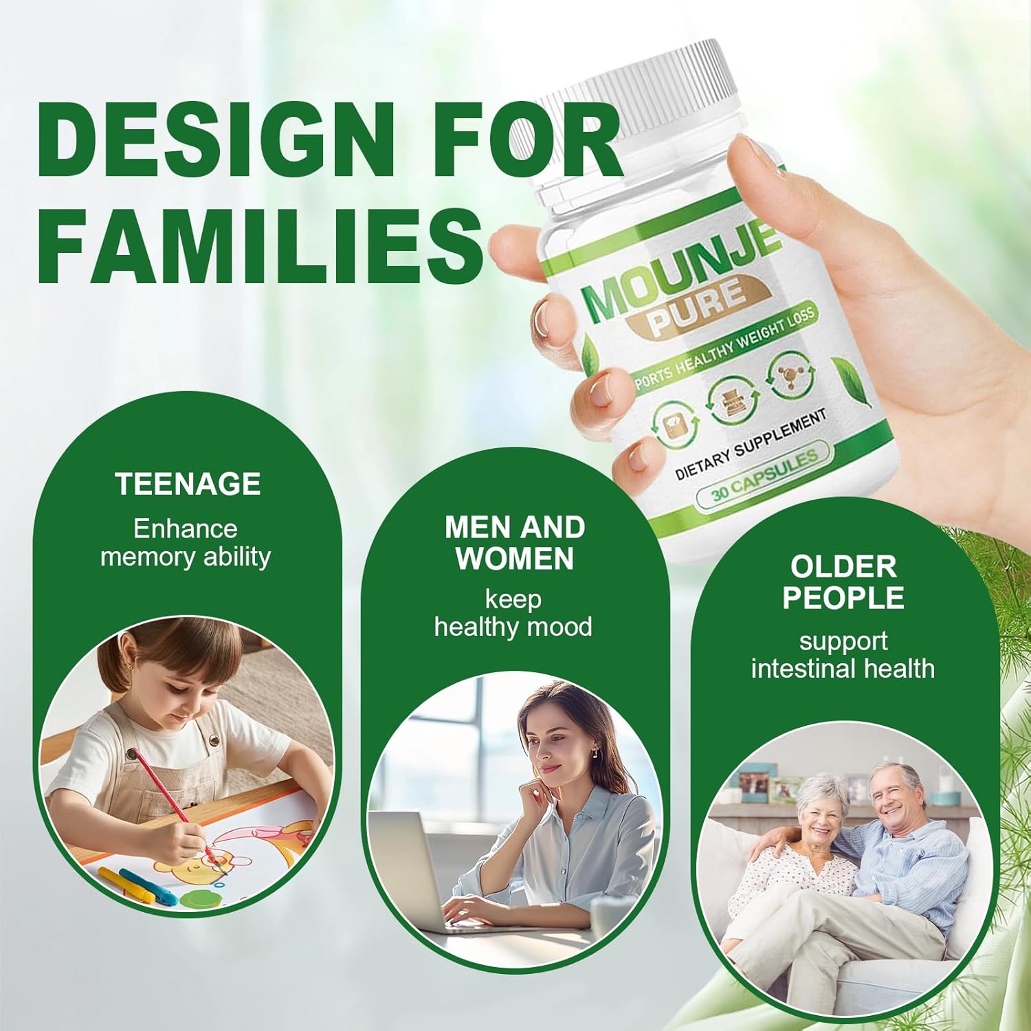 Pure BERTDF Mounje Ashitaba Supplement Capsules - 30 Count