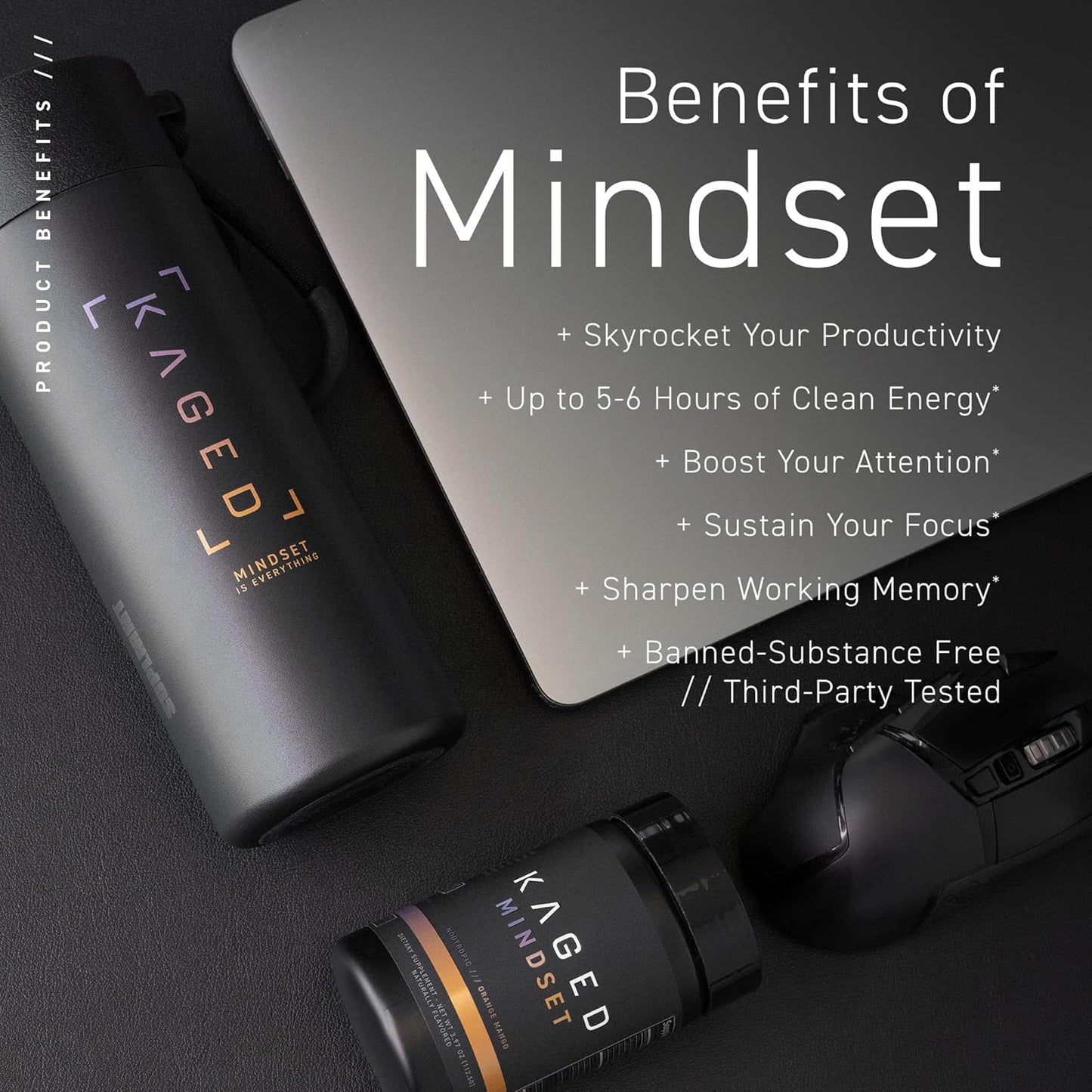 Pure Caffeine Nootropic Formula for Mindset, Focus, and Productivity - Enhances Memory, Mood, Clarity - 30 Servings