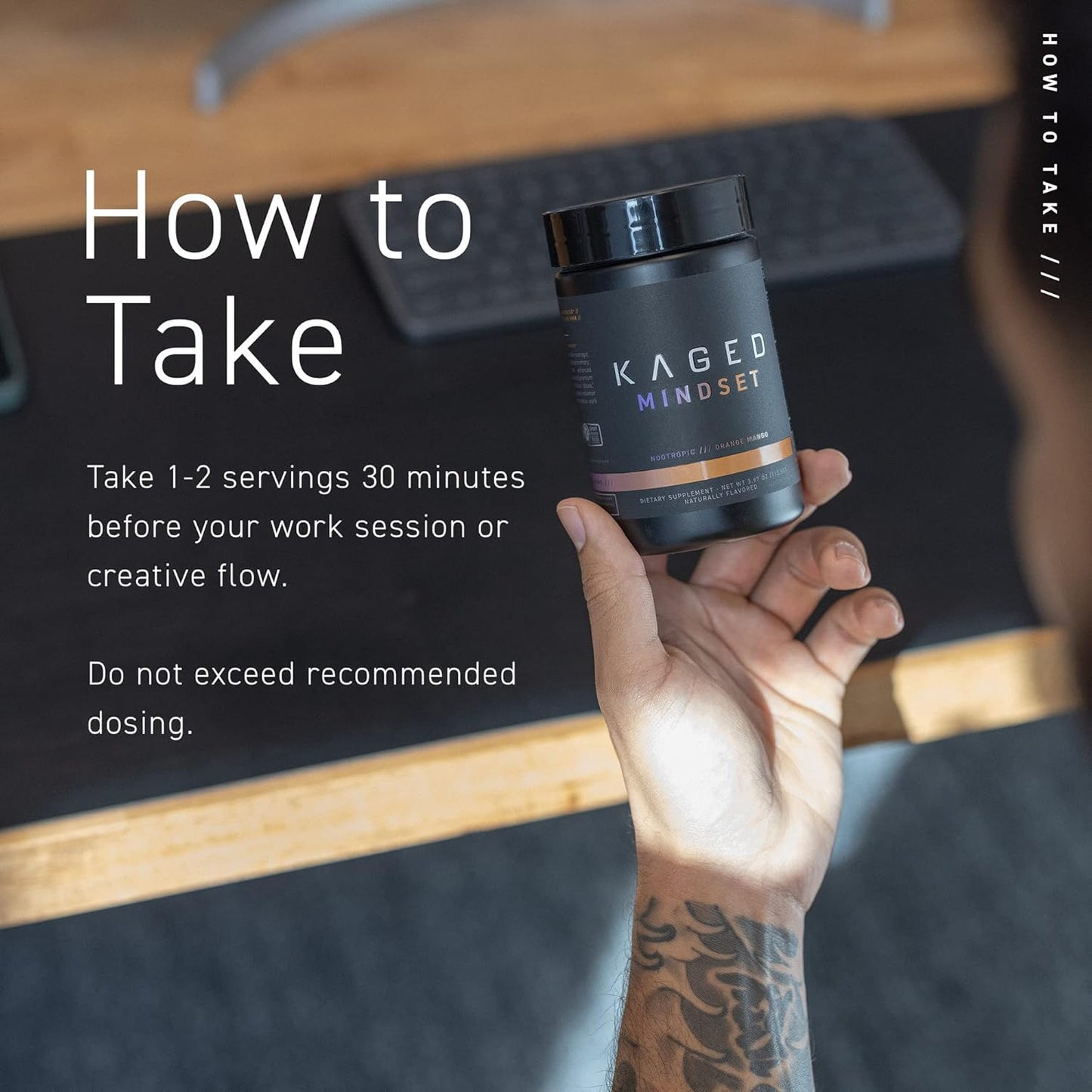 Pure Caffeine Nootropic Formula for Mindset, Focus, and Productivity - Enhances Memory, Mood, Clarity - 30 Servings