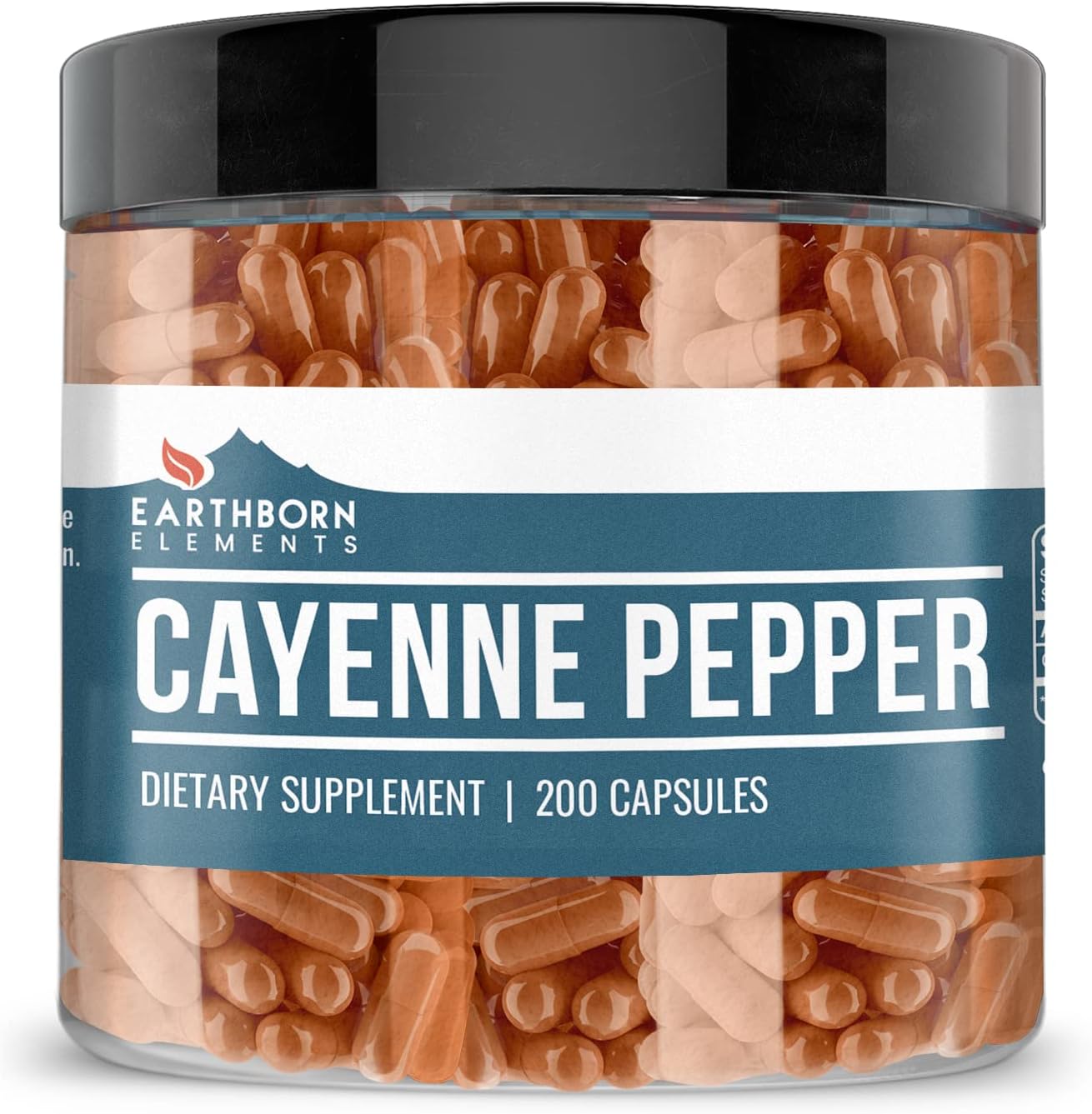 Pure Cayenne Pepper, Ceylon Cinnamon, and Ginger Root Capsules - 200 Count Each, No Additives, Earthborn Elements