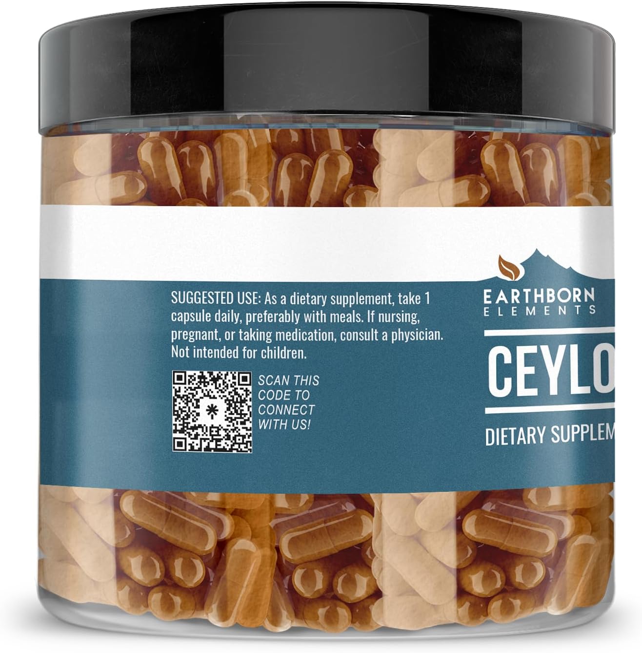 Pure Ceylon Cinnamon Capsules - 200 Count, Earthborn Elements, Additive-Free & Undiluted