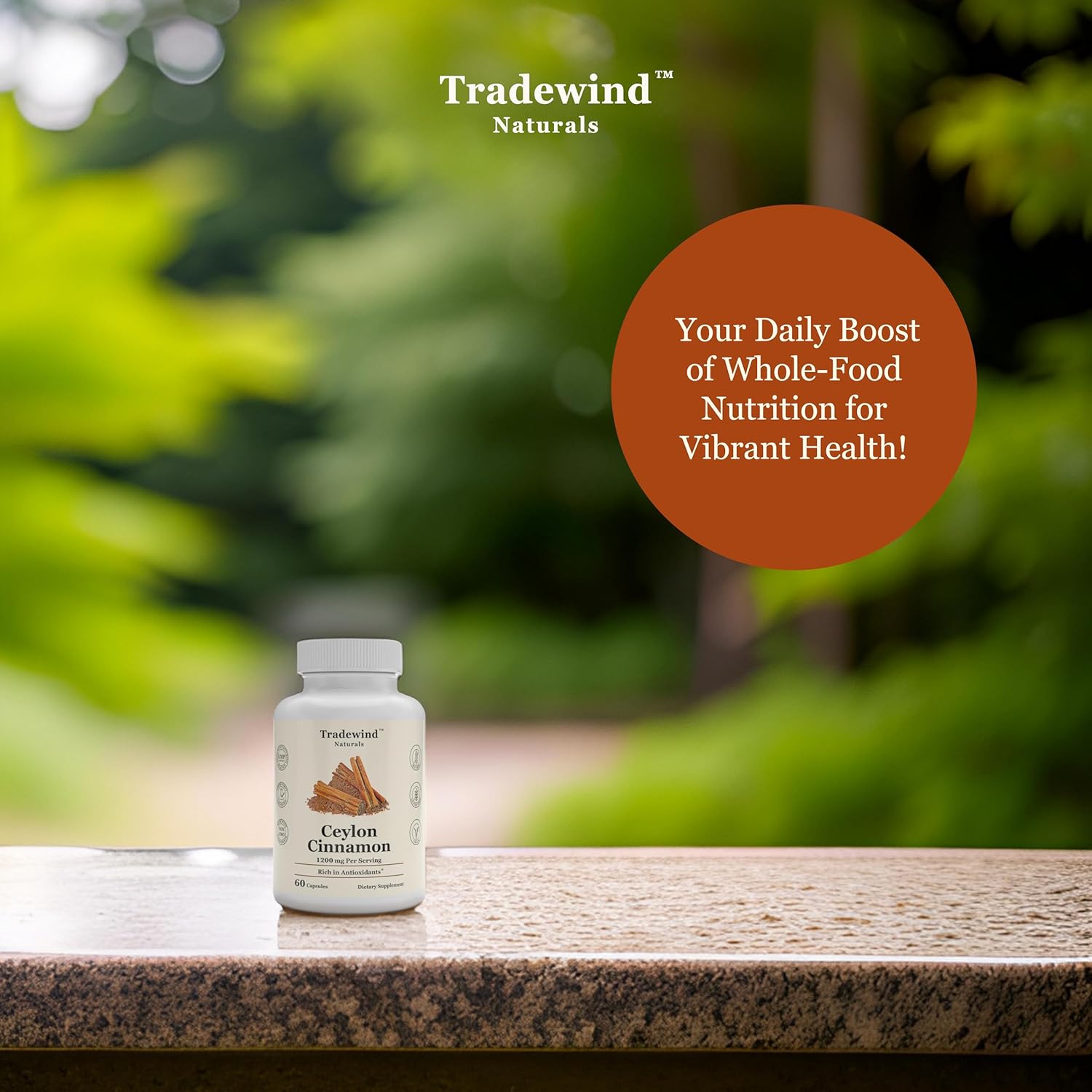 Pure Ceylon Cinnamon Capsules 1200mg - Vegan & Non-GMO - Antioxidant-Rich Supplement for Heart & Brain - 60 Veg Caps