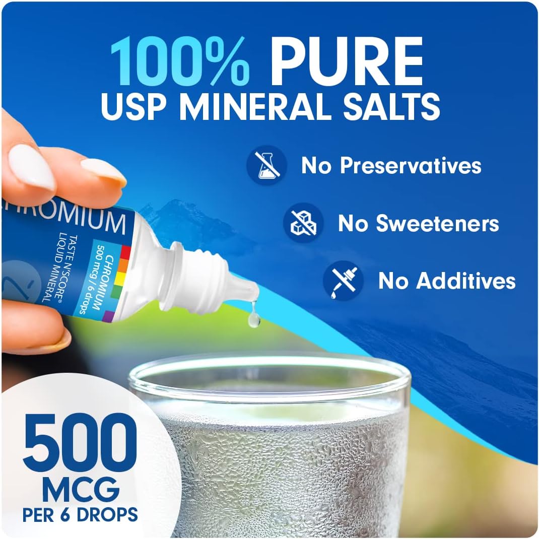 Pure Chromium Liquid Ionic Mineral Supplement for Taste and Scoring; 500 mcg; 118 Servings
