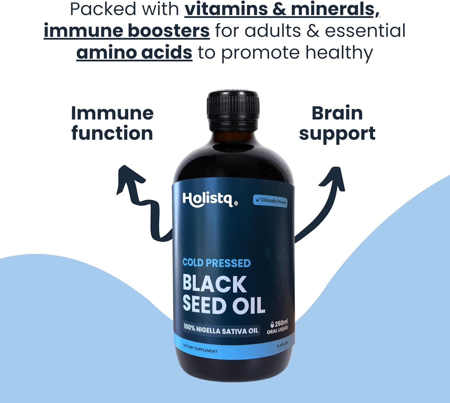 Pure Cold Pressed Black Seed Oil for Immune Support, Hair, Skin, Nails, Joints & Digestive Health - Non-GMO Vegan Omega 3 6 9 - 100% Nigella Sativa Oil with Thymoquinone