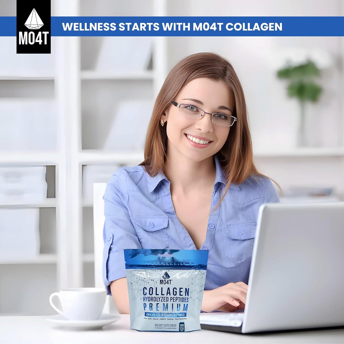 Pure Collagen Peptides Powder from Grass Fed Bovine - Unflavored Hydrolyzed Supplement for Joint Support, Hair, and Nails Beauty
