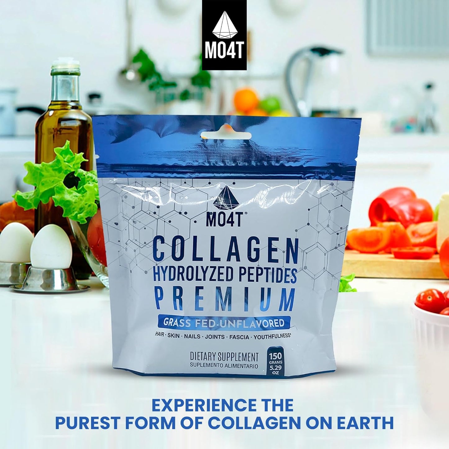Pure Collagen Peptides Powder from Grass Fed Bovine - Unflavored Hydrolyzed Supplement for Joint Support, Hair, and Nails Beauty