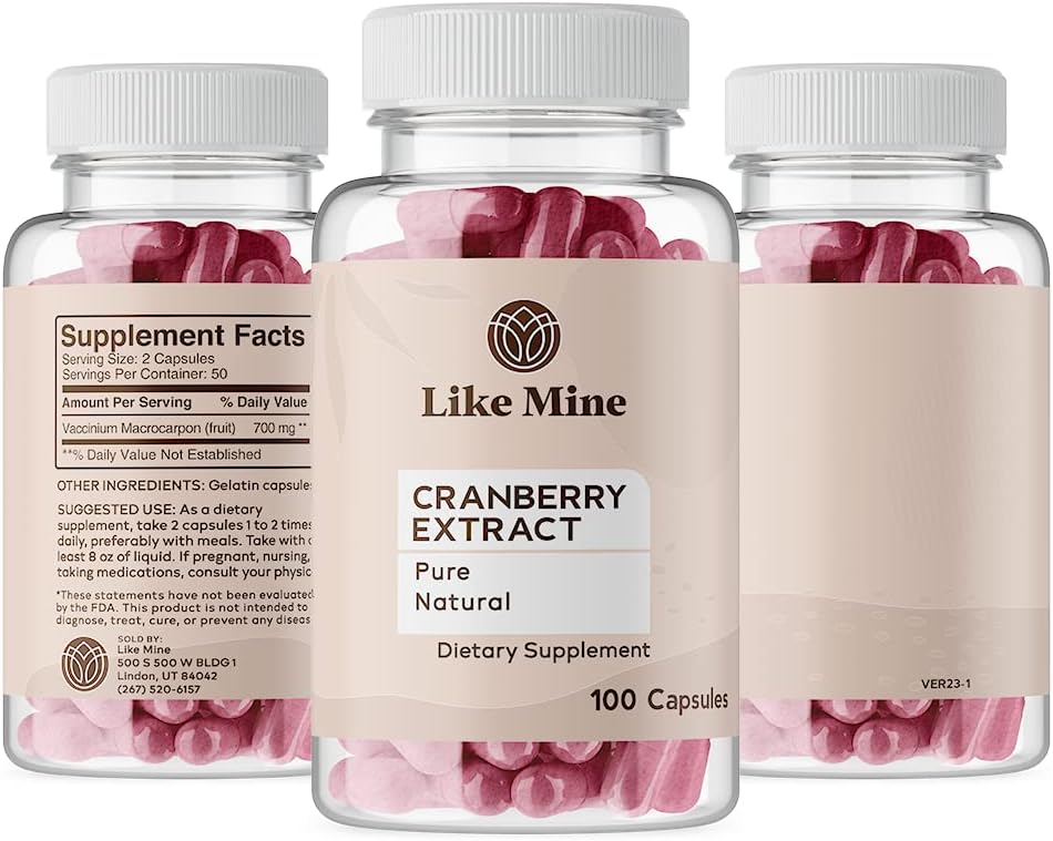 Pure Cranberry Extract Capsules (100 Count) - No Additives, Single Ingredient Formula - Like Mine