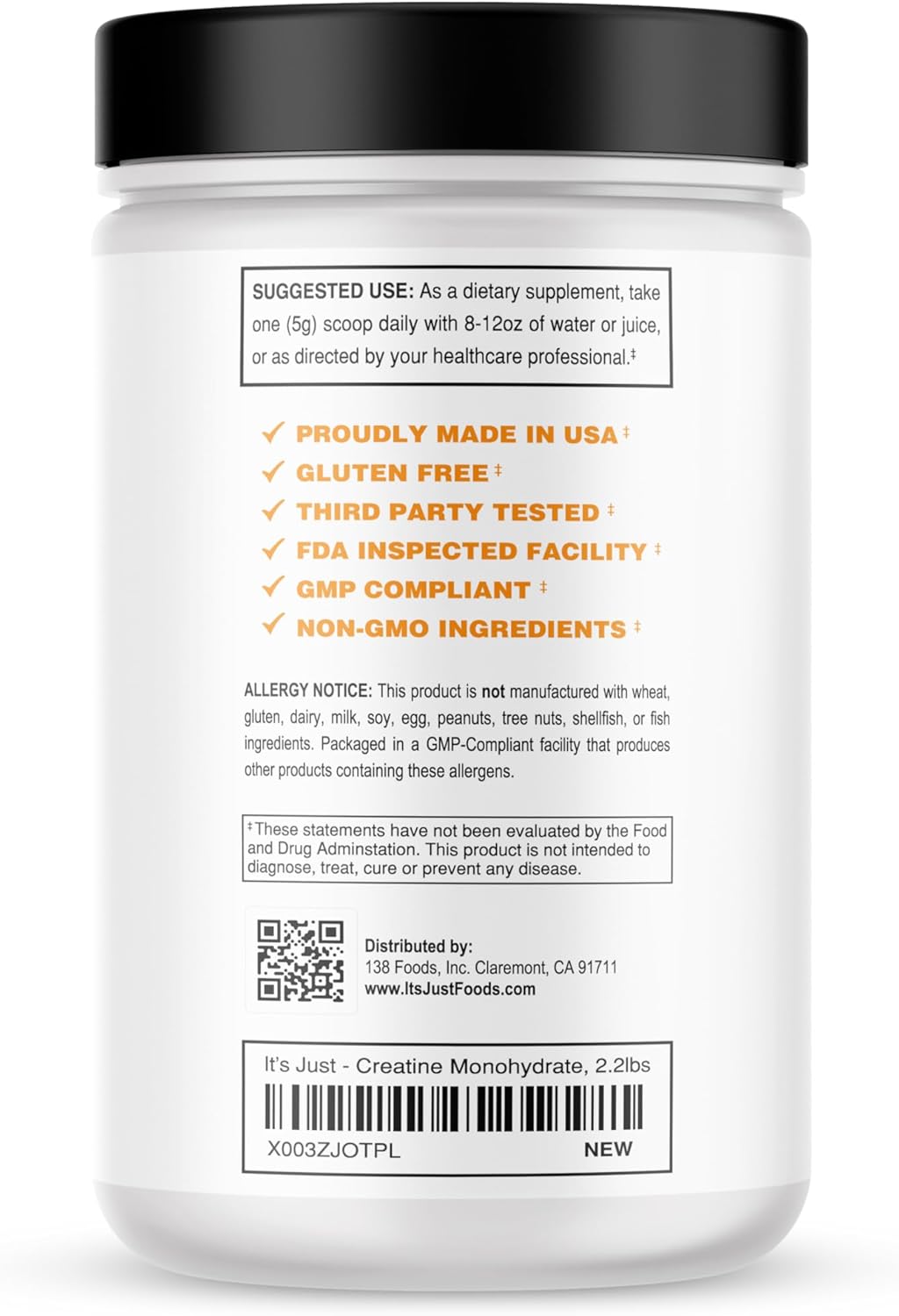 Pure Creatine Monohydrate Powder - 5g per Serving, Made in USA, 3rd Party Tested, No Fillers, Unflavored - 1000g / 200 Servings