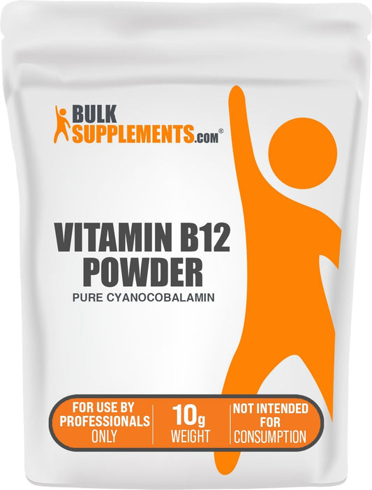 Pure Cyanocobalamin Vitamin B12 Powder Supplement - Bulk 10g (0.35 oz) - Multiple Servings, Pure B12 Product