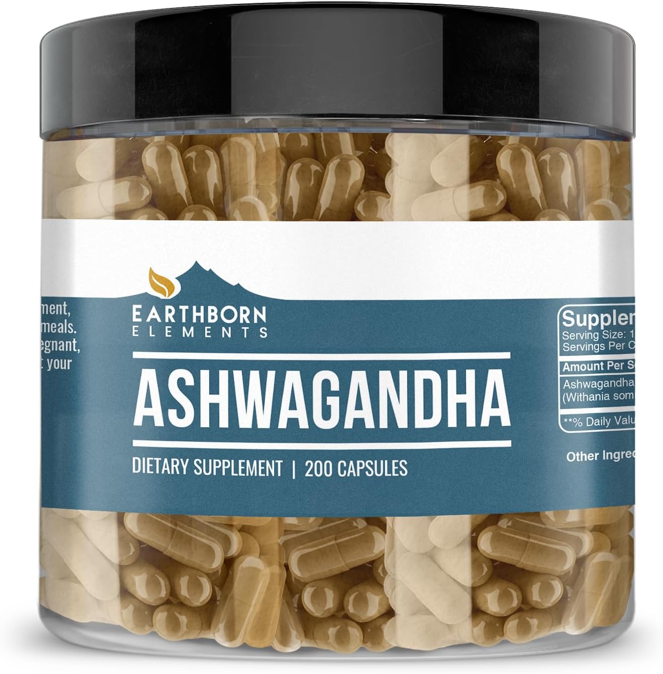 Pure Earthborn Elements Ashwagandha Capsules - 200 Count, No Additives