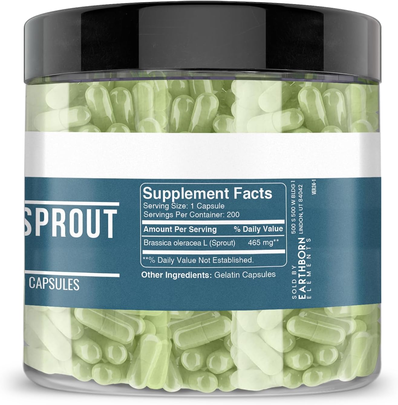 Pure Earthborn Elements Broccoli Extract Capsules - 200 Count, No Additives, Natural & Undiluted