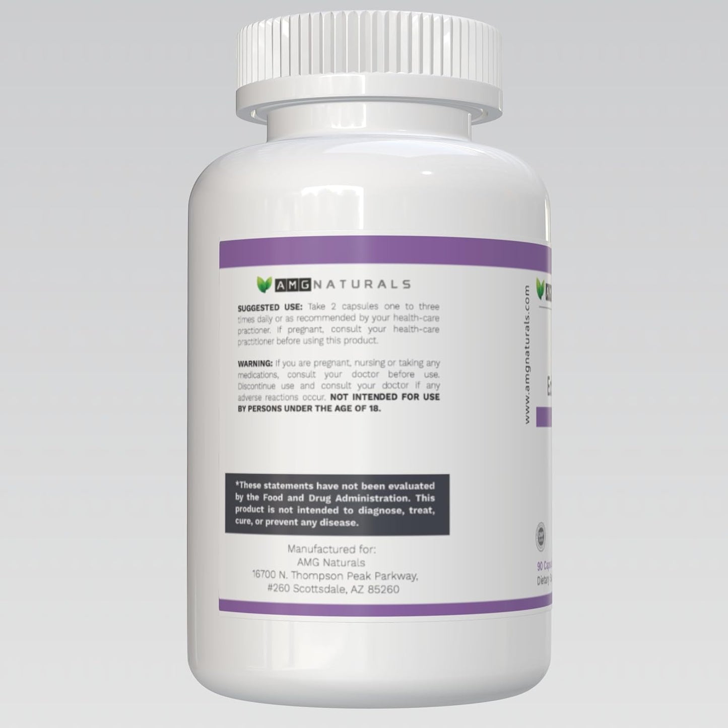 Pure Echinacea Purpurea Capsules - 90 Count, No Binders, Fillers, or Preservatives - AMG Naturals Whole Herb Formula