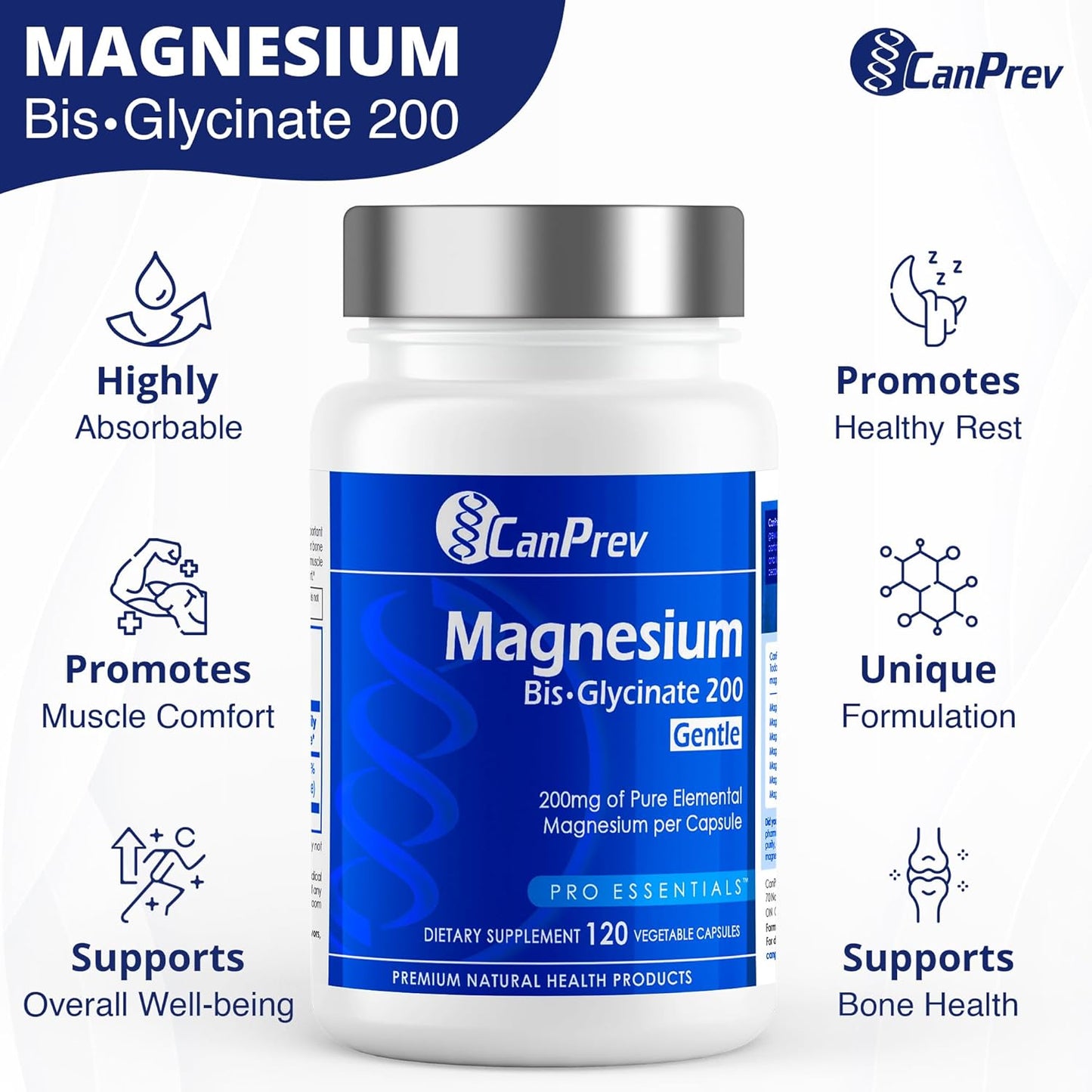 Pure Elemental Magnesium Supplement 200mg, 120 v-Caps - Supports Bone & Muscle Function, Gentle on Stomach, 120-Day Supply