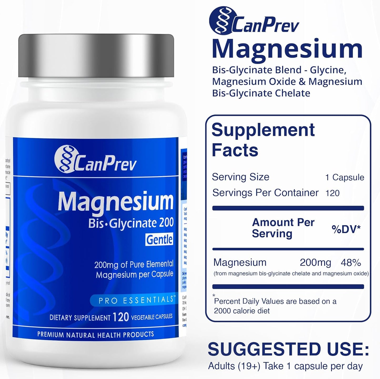 Pure Elemental Magnesium Supplement 200mg, 120 v-Caps - Supports Bone & Muscle Function, Gentle on Stomach, 120-Day Supply