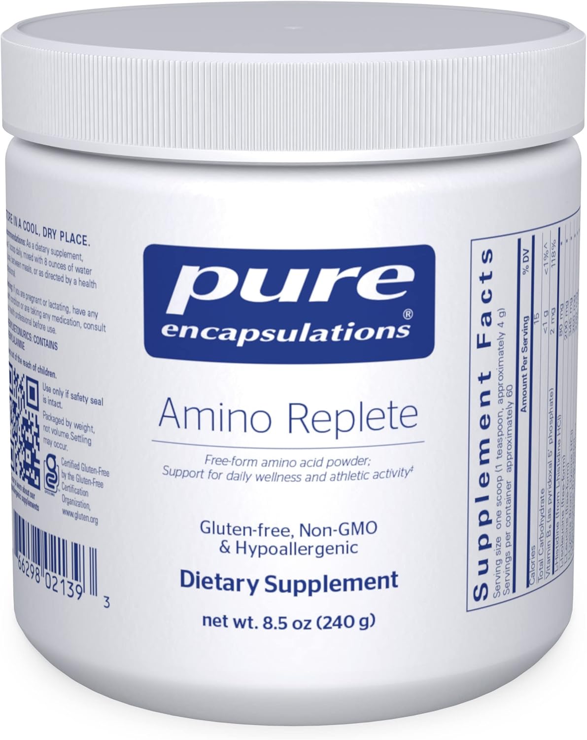 Pure Encapsulations Amino Replete Powder Supplement, 8.5 Ounces | Hypoallergenic Free-Form Amino Acid Powder